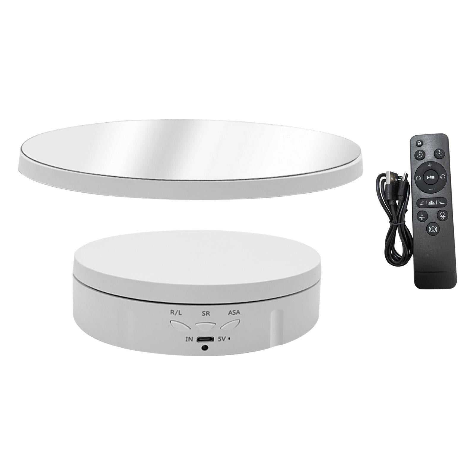 360 Degree Turntable Display Stand Mirror Covered for Video Cake Photography White