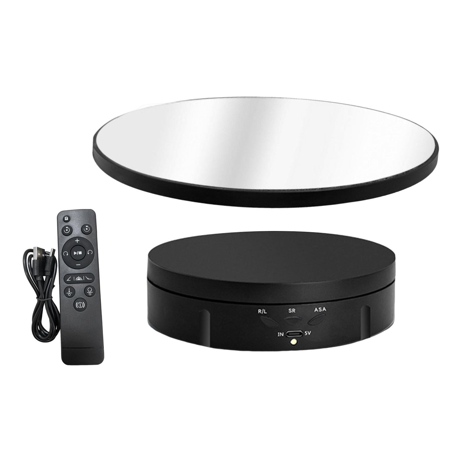 360 Degree Turntable Display Stand Mirror Covered for Video Cake Photography Black