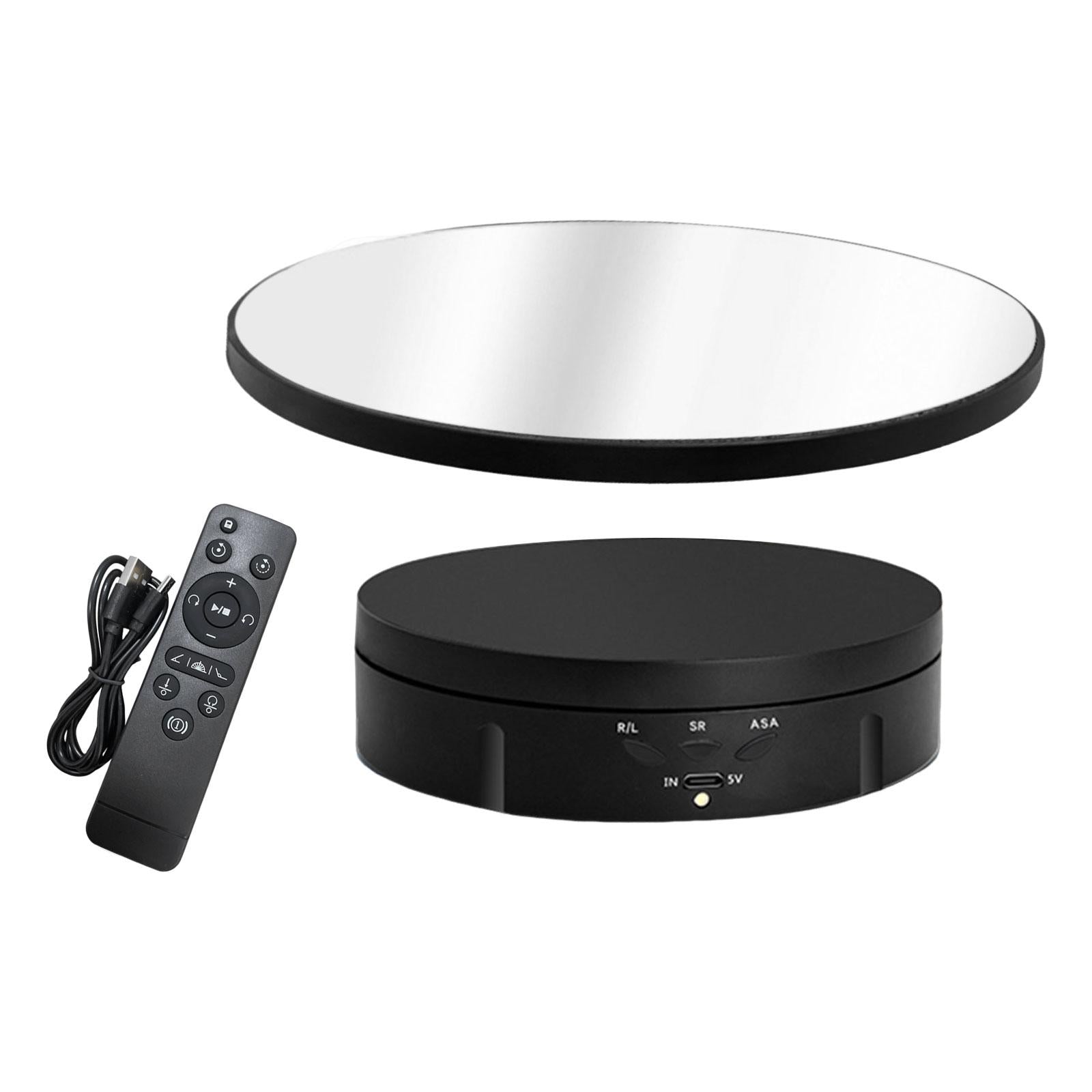 360 Degree Turntable Display Stand Mirror Covered for Video Cake Photography Black