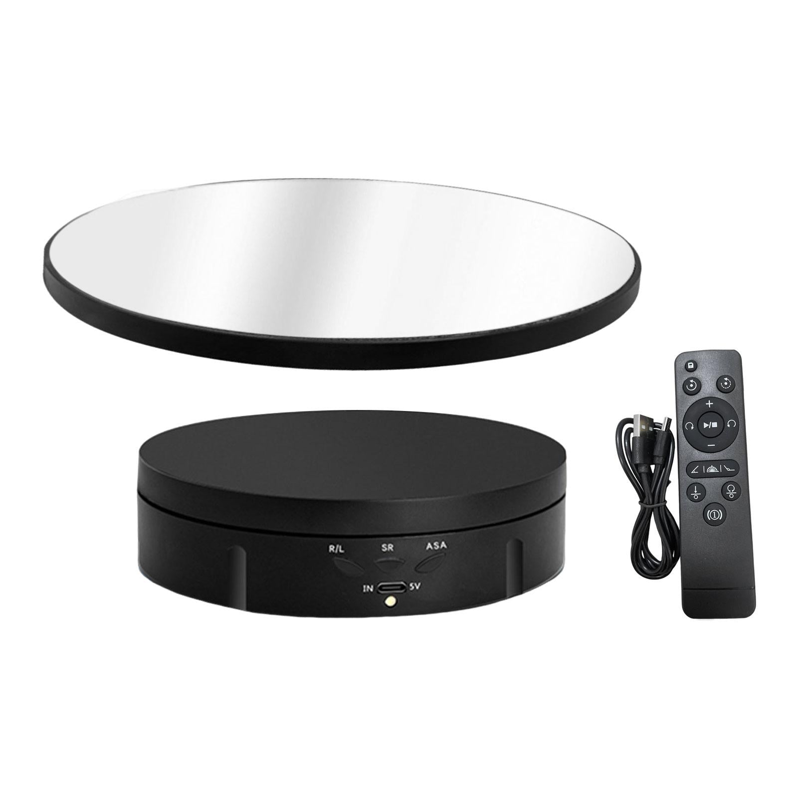 360 Degree Turntable Display Stand Mirror Covered for Video Cake Photography Black