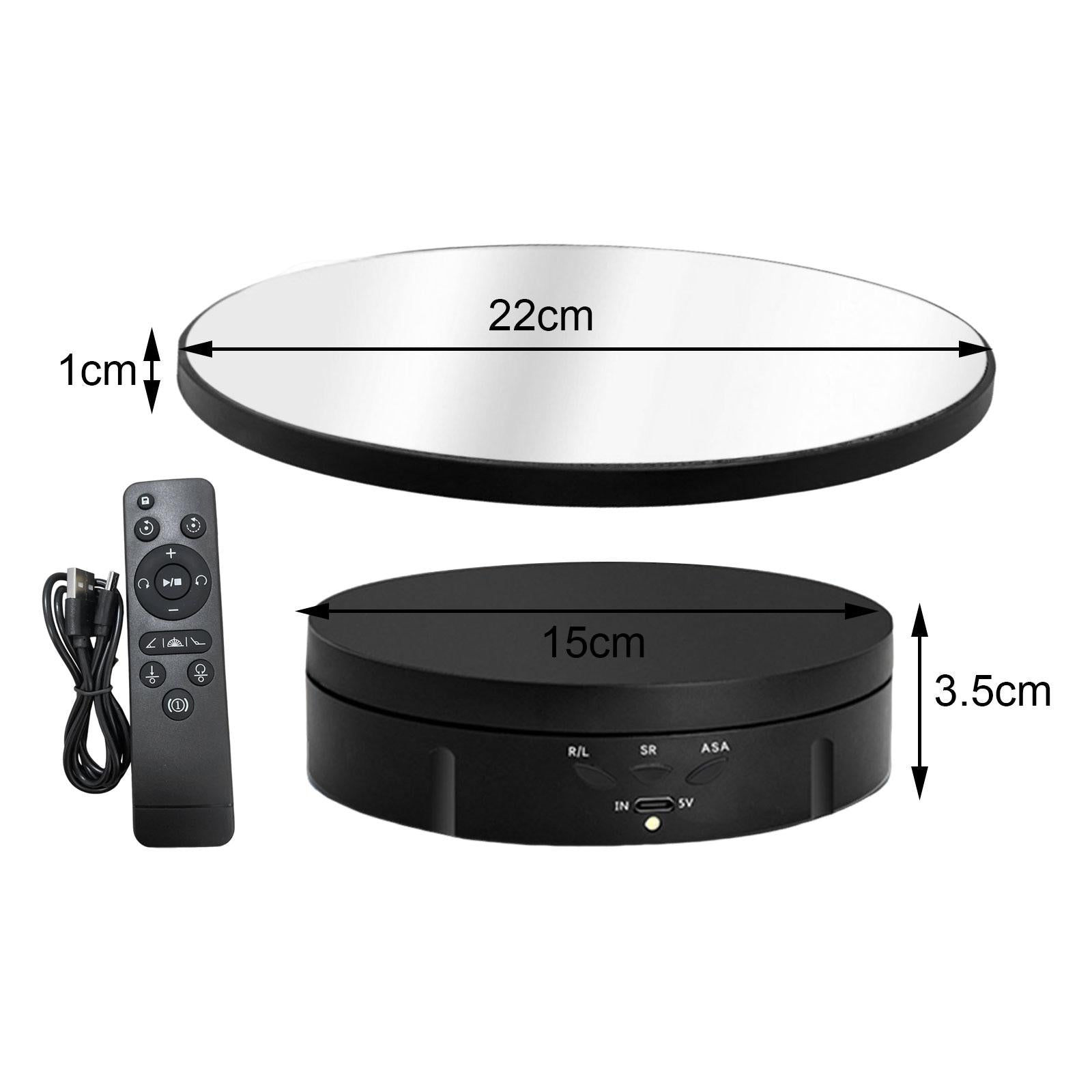 360 Degree Turntable Display Stand Mirror Covered for Video Cake Photography Black