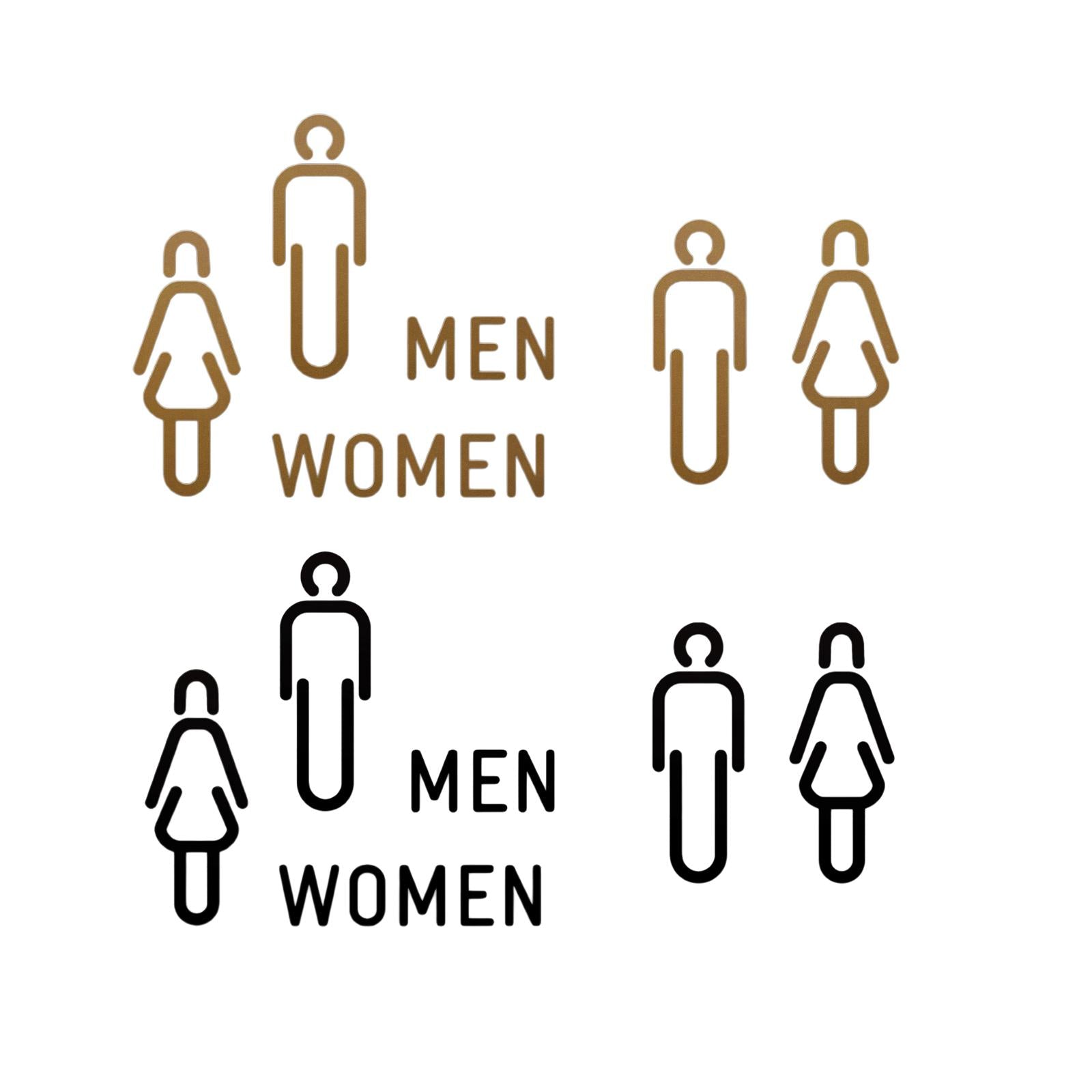 Men Women Toilet Sign Bathroom Sign 3D WC Sign for Store Shopping Mall Hotel A Golden