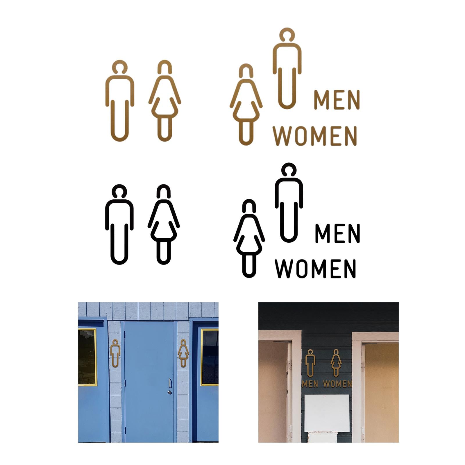 Men Women Toilet Sign Bathroom Sign 3D WC Sign for Store Shopping Mall Hotel A Golden