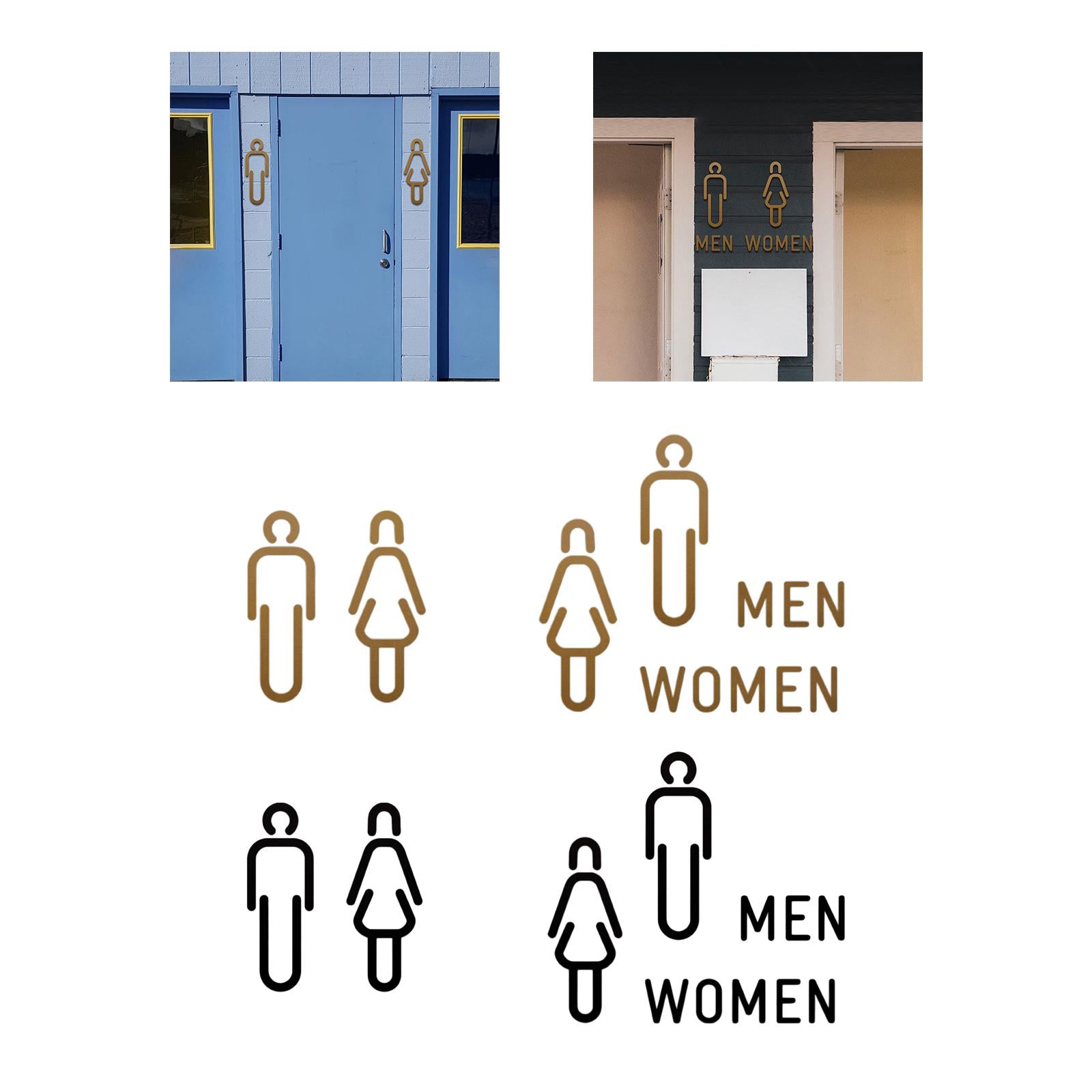 Men Women Toilet Sign Bathroom Sign 3D WC Sign for Store Shopping Mall Hotel A Golden