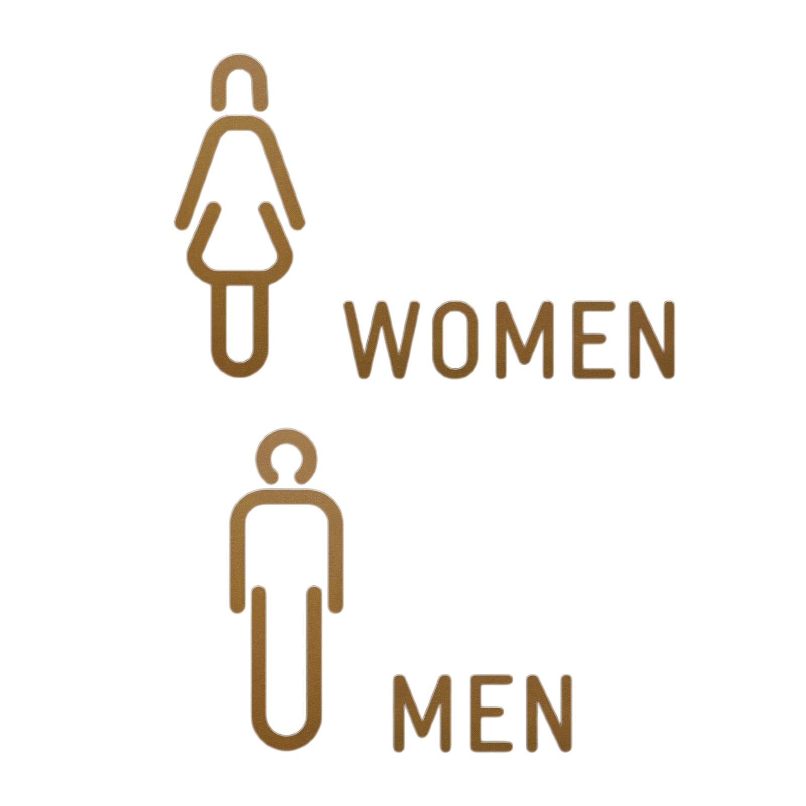 Men Women Toilet Sign Bathroom Sign 3D WC Sign for Store Shopping Mall Hotel B Golden