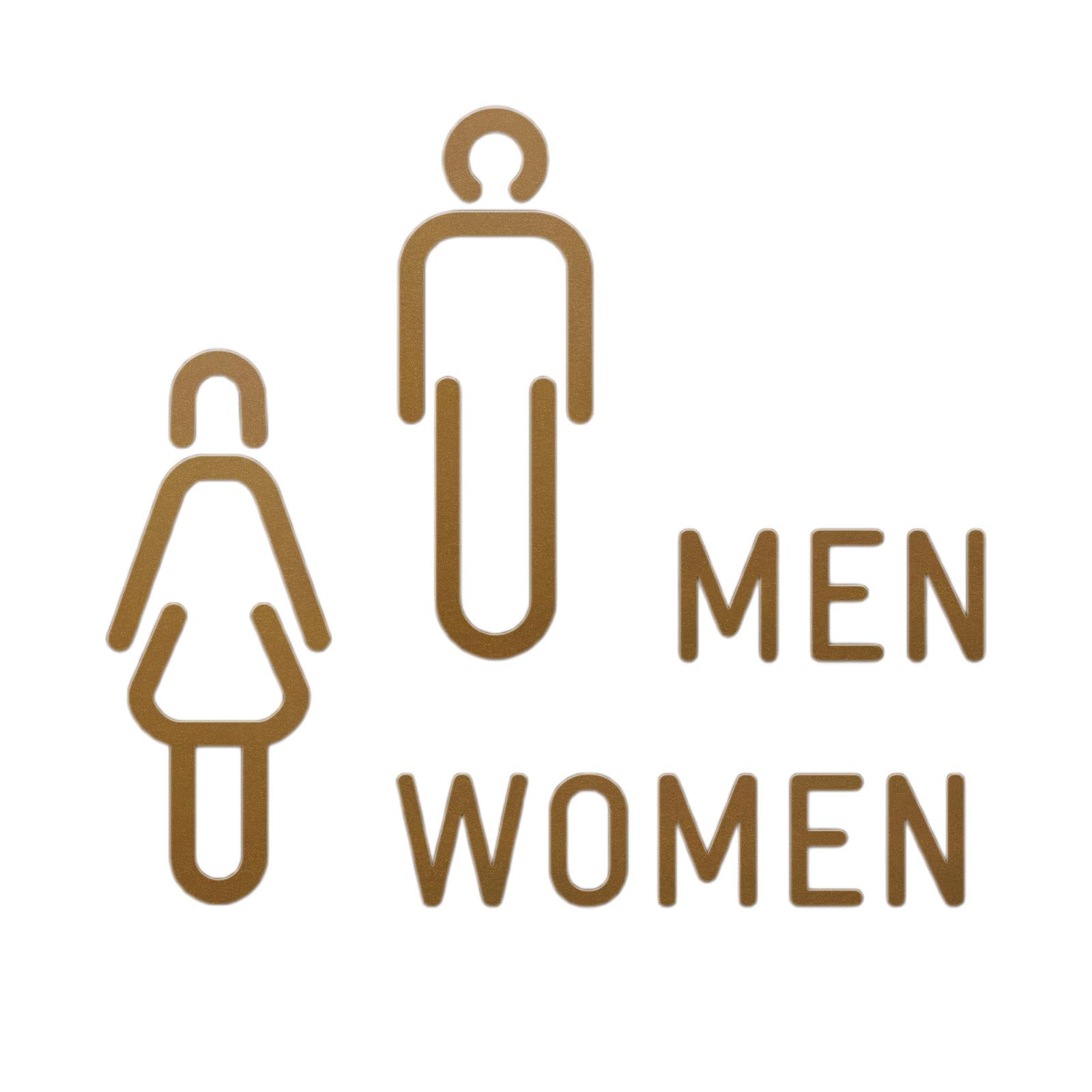 Men Women Toilet Sign Bathroom Sign 3D WC Sign for Store Shopping Mall Hotel B Golden