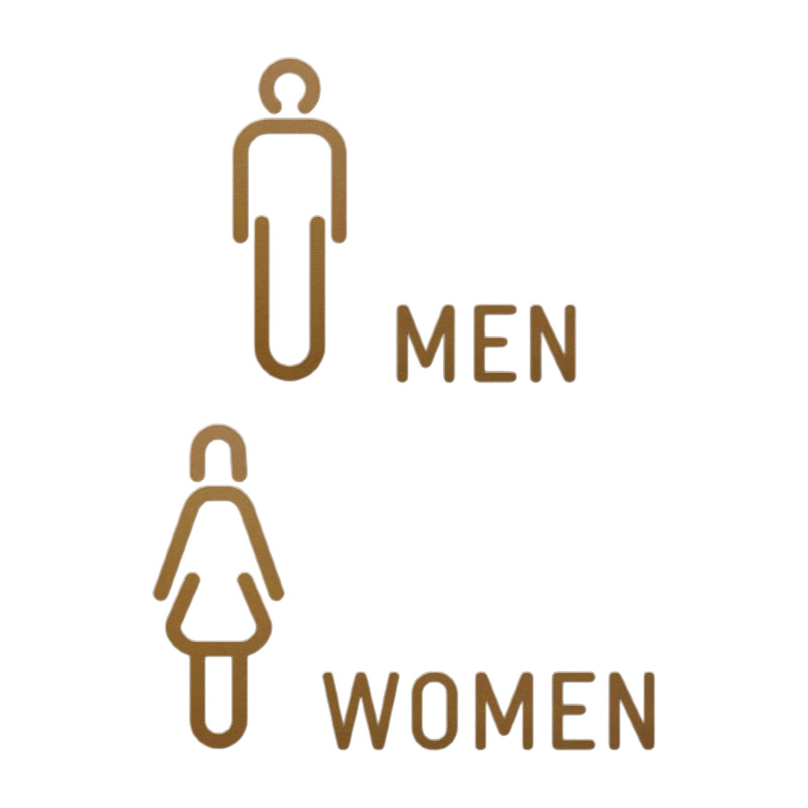 Men Women Toilet Sign Bathroom Sign 3D WC Sign for Store Shopping Mall Hotel B Golden