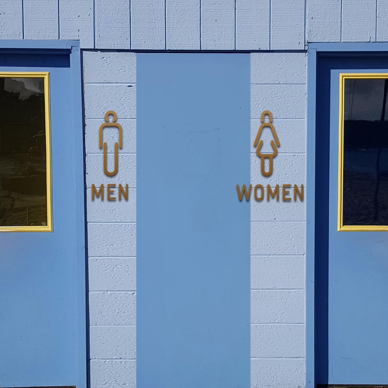 Men Women Toilet Sign Bathroom Sign 3D WC Sign for Store Shopping Mall Hotel B Golden