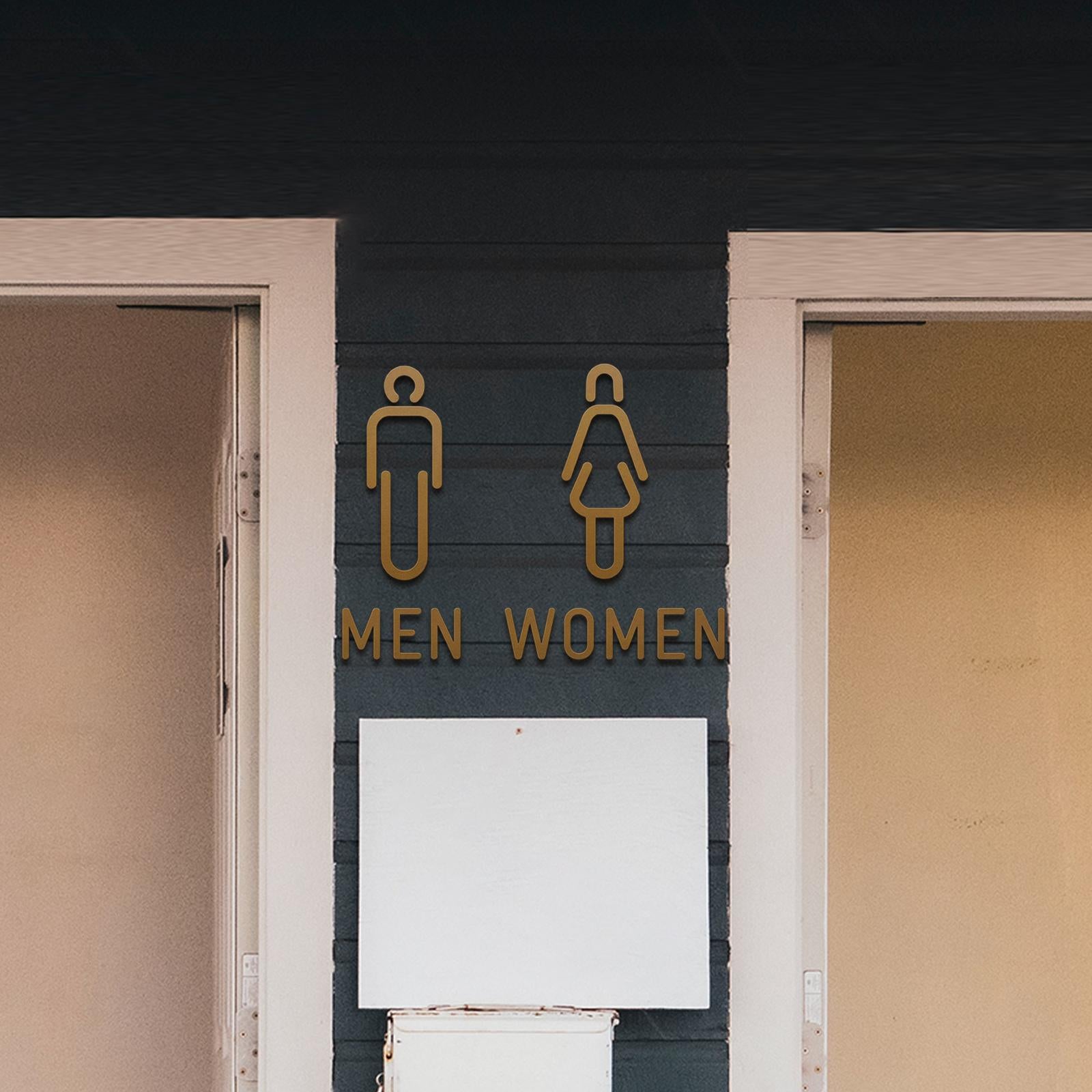 Men Women Toilet Sign Bathroom Sign 3D WC Sign for Store Shopping Mall Hotel B Golden