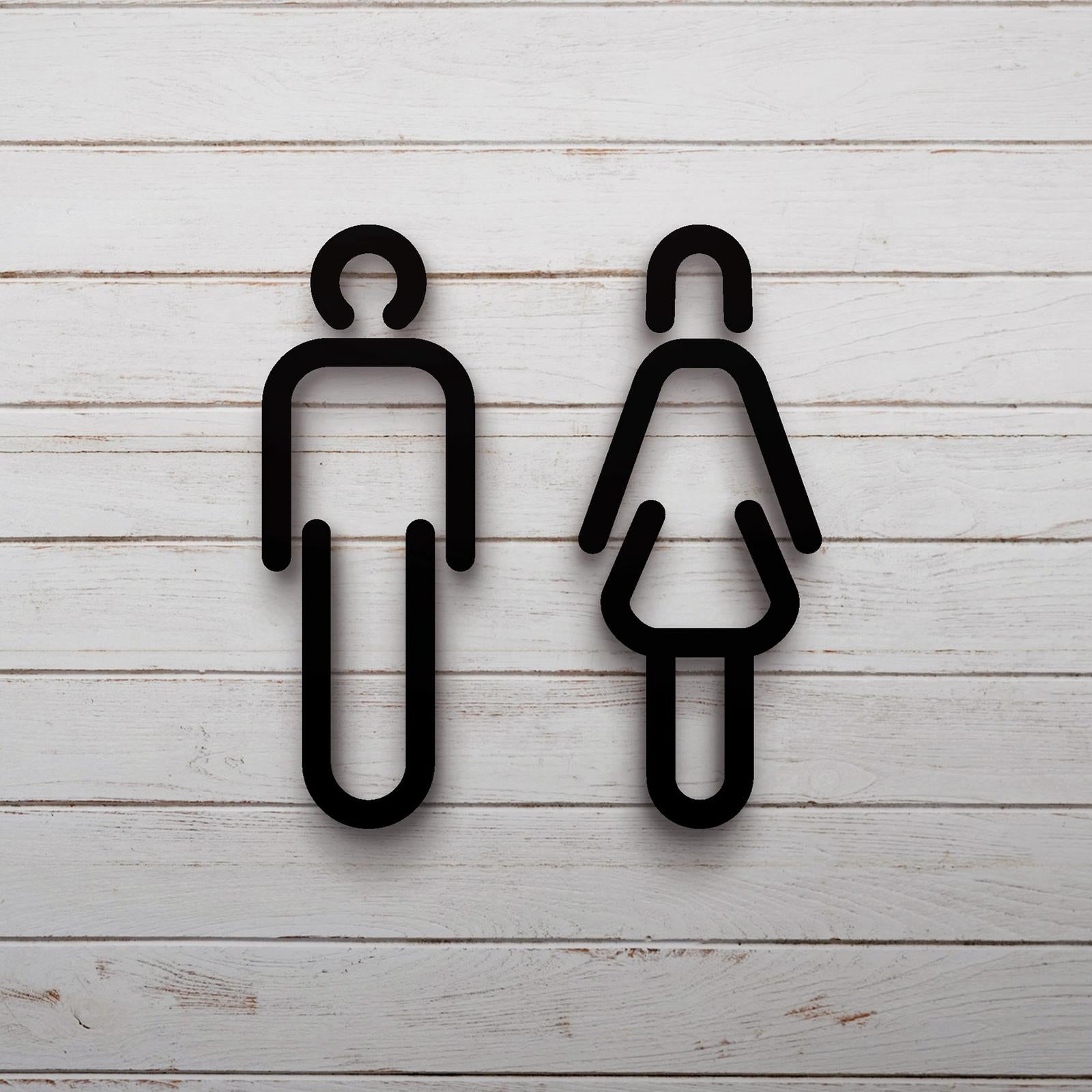 Men Women Toilet Sign Bathroom Sign 3D WC Sign for Store Shopping Mall Hotel A Black