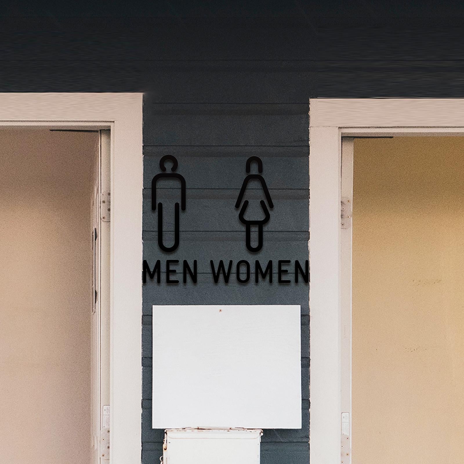 Men Women Toilet Sign Bathroom Sign 3D WC Sign for Store Shopping Mall Hotel B Black