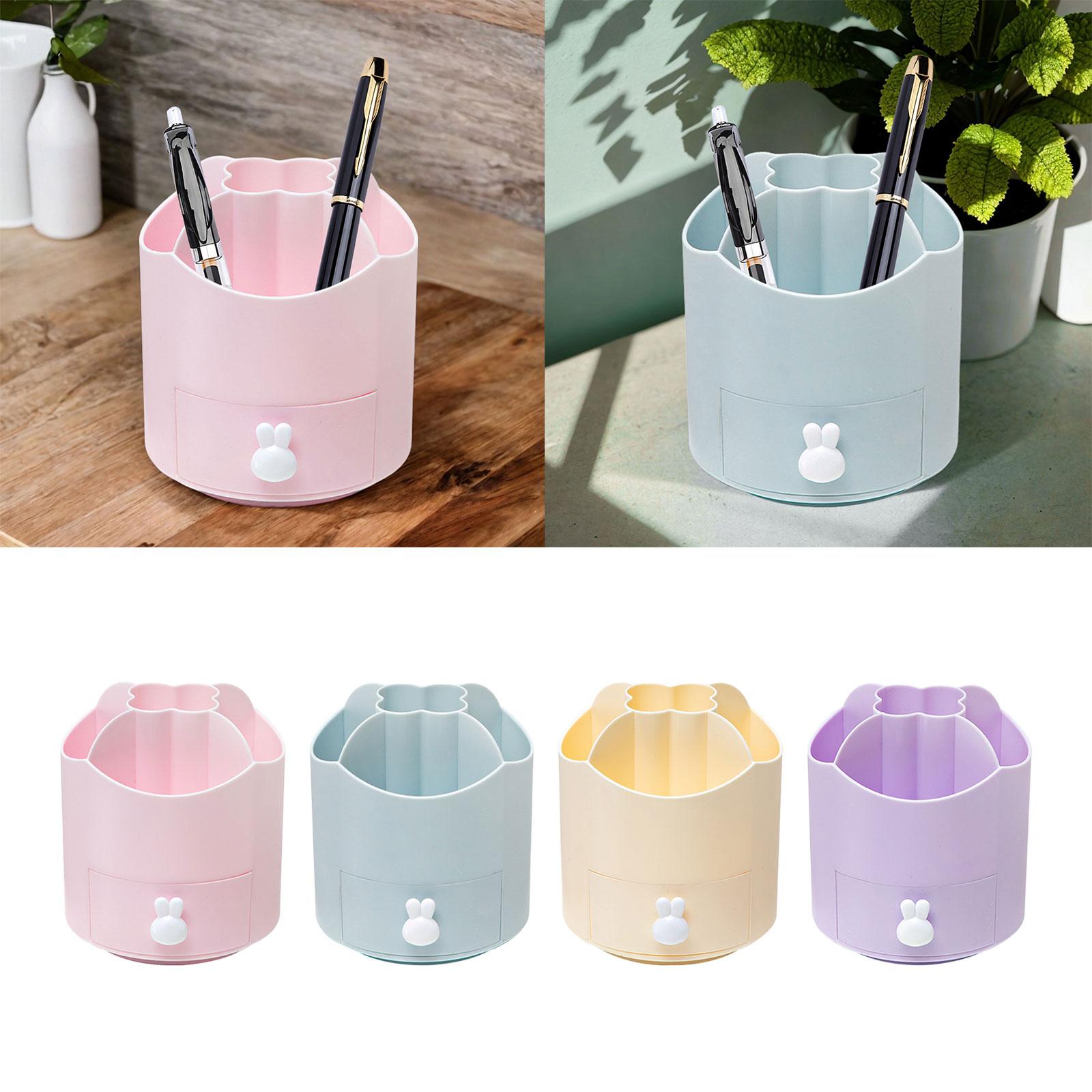 360 Degree Rotation Pen Holder Storage Box for Art Supply Desktop Stationery Pink