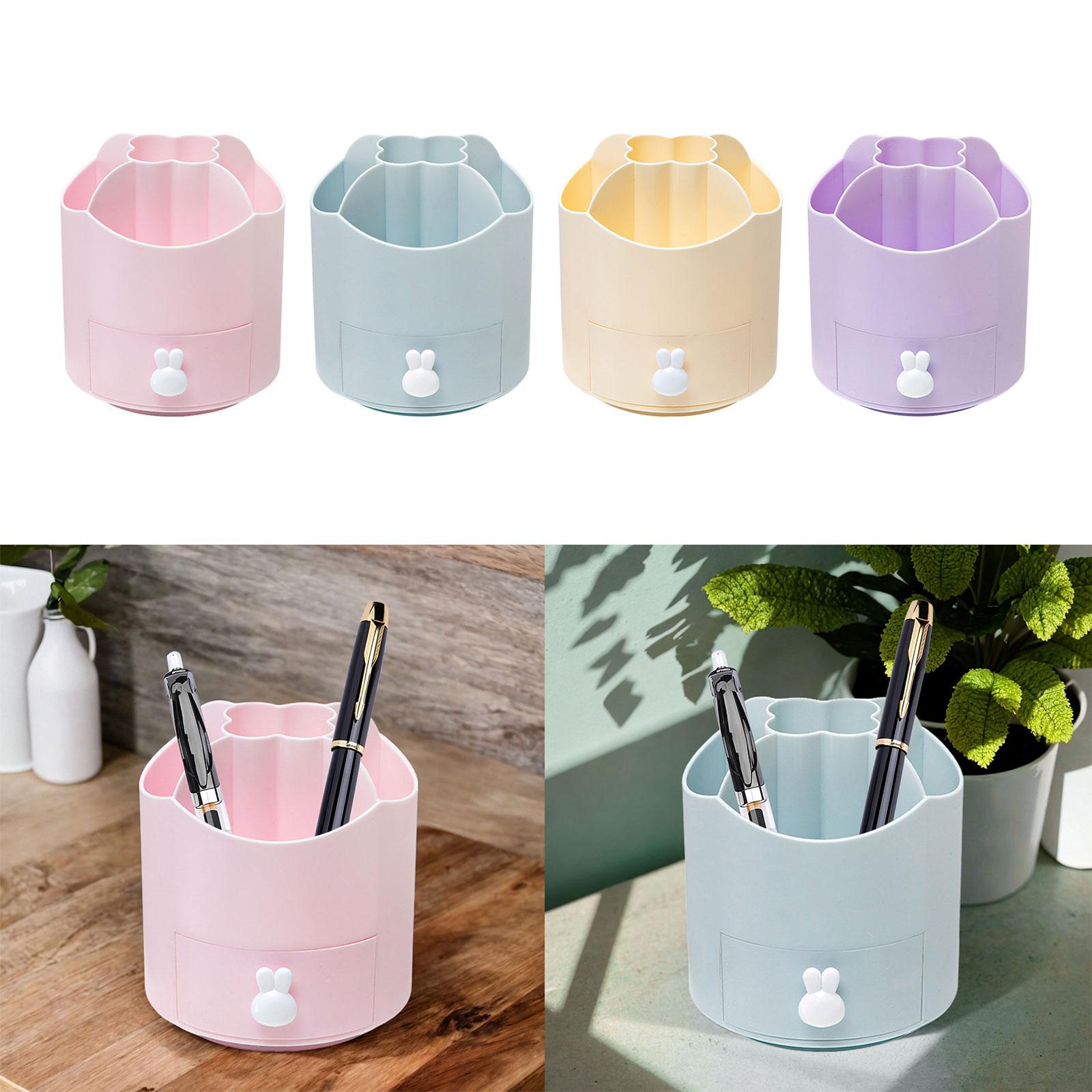 360 Degree Rotation Pen Holder Storage Box for Art Supply Desktop Stationery Pink