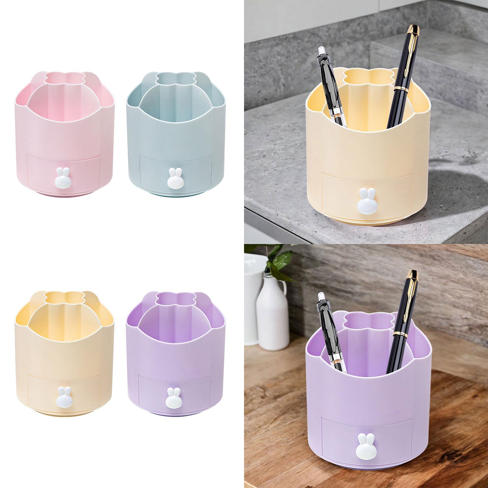 360 Degree Rotation Pen Holder Storage Box for Art Supply Desktop Stationery Pink