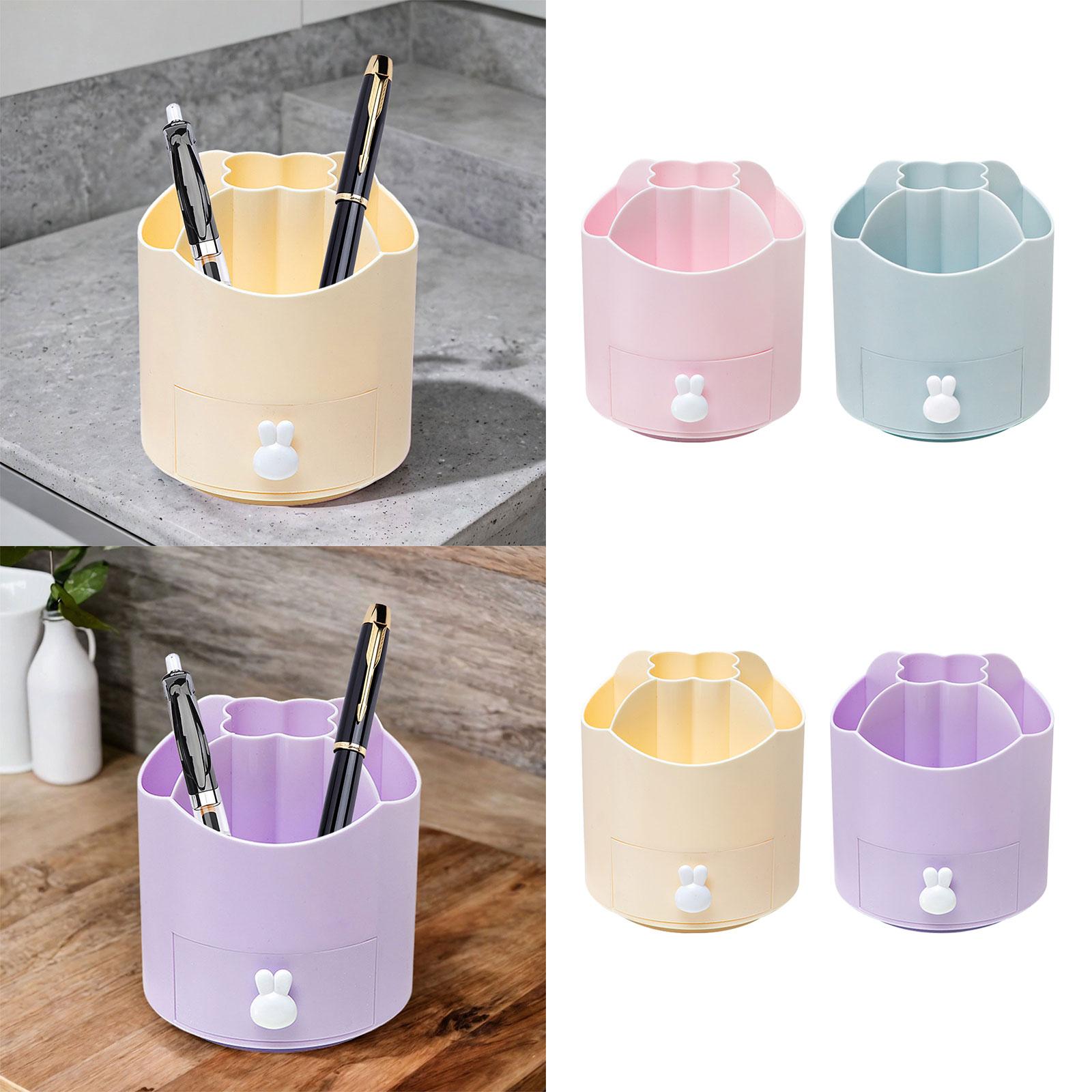 360 Degree Rotation Pen Holder Storage Box for Art Supply Desktop Stationery Pink