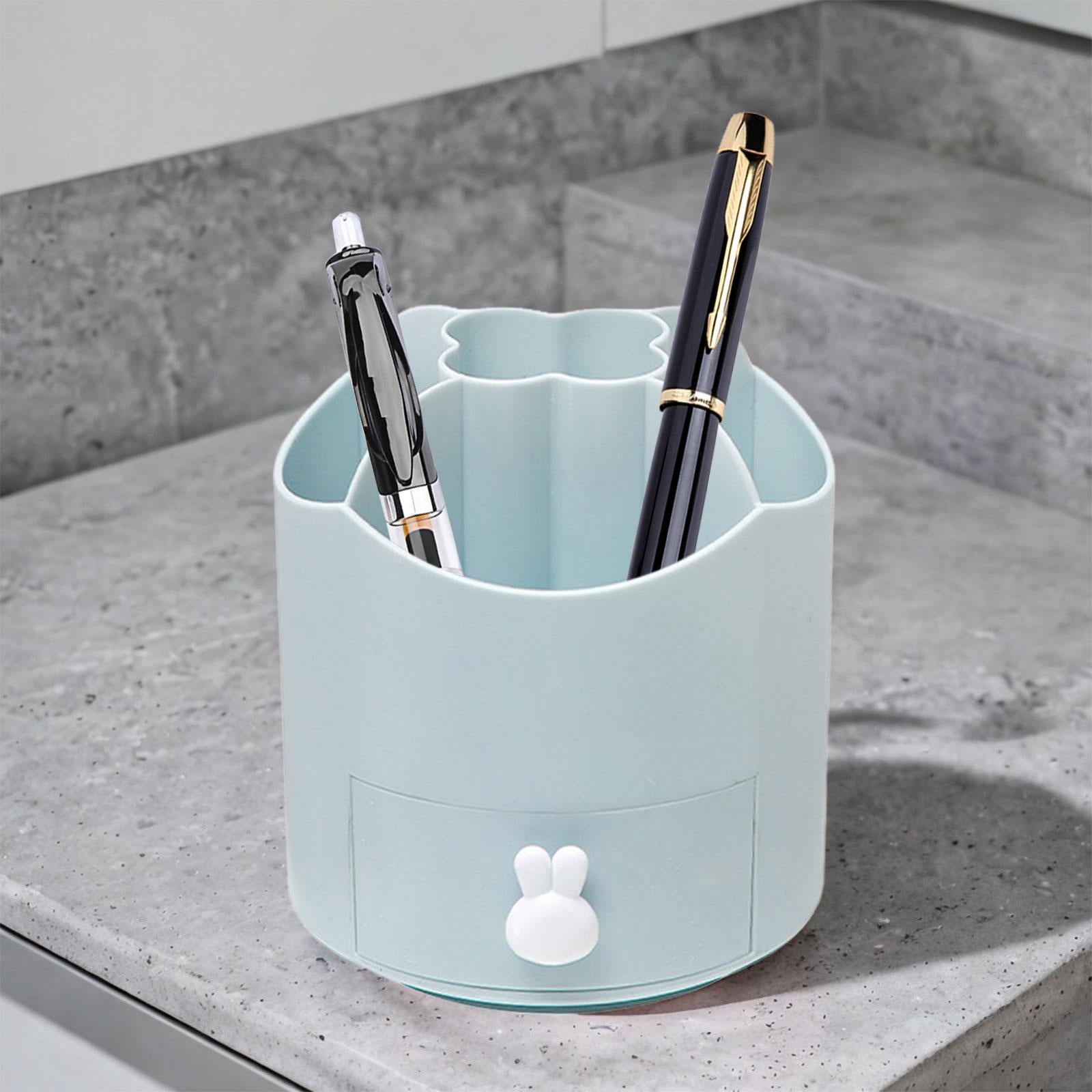 360 Degree Rotation Pen Holder Storage Box for Art Supply Desktop Stationery Blue