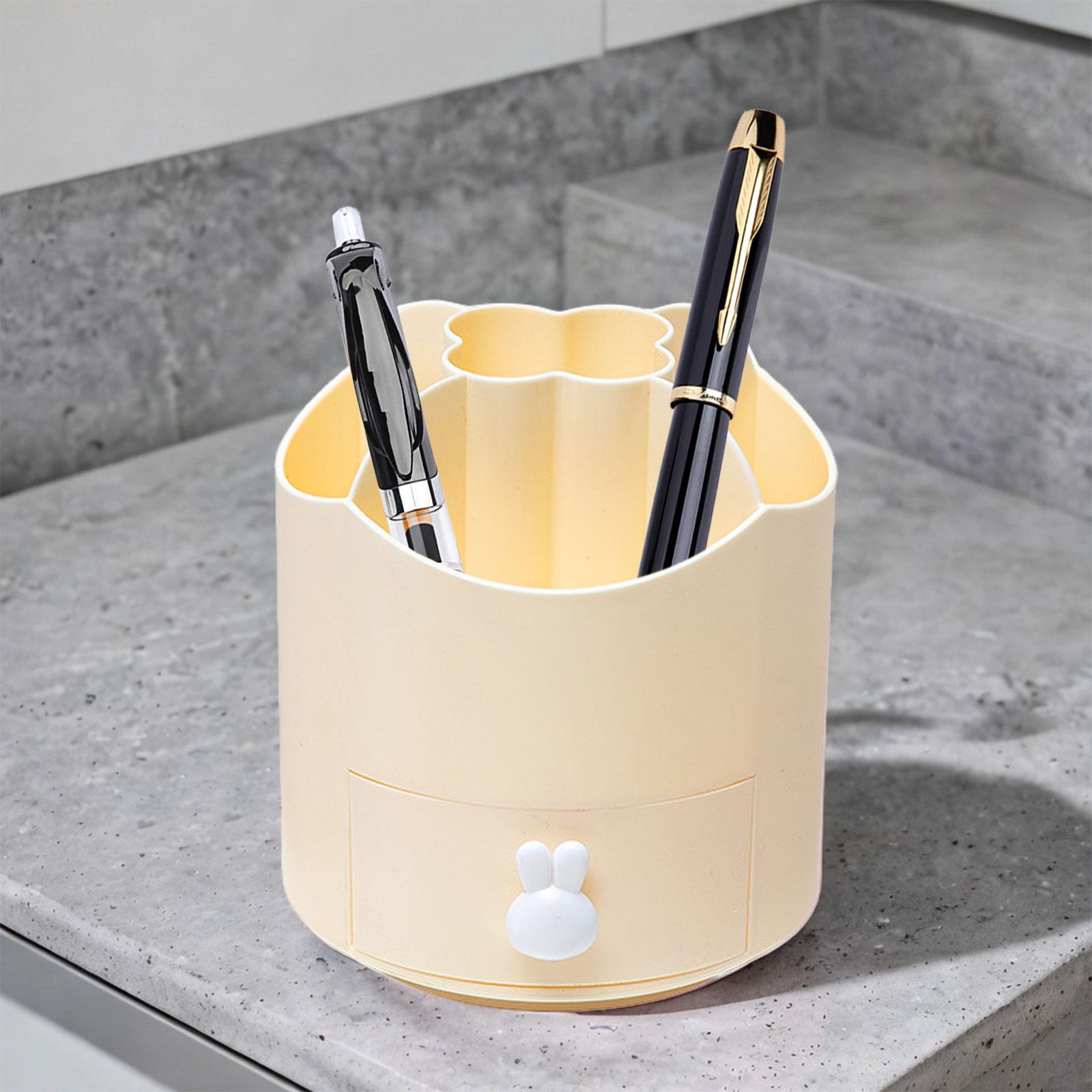 360 Degree Rotation Pen Holder Storage Box for Art Supply Desktop Stationery Yellow