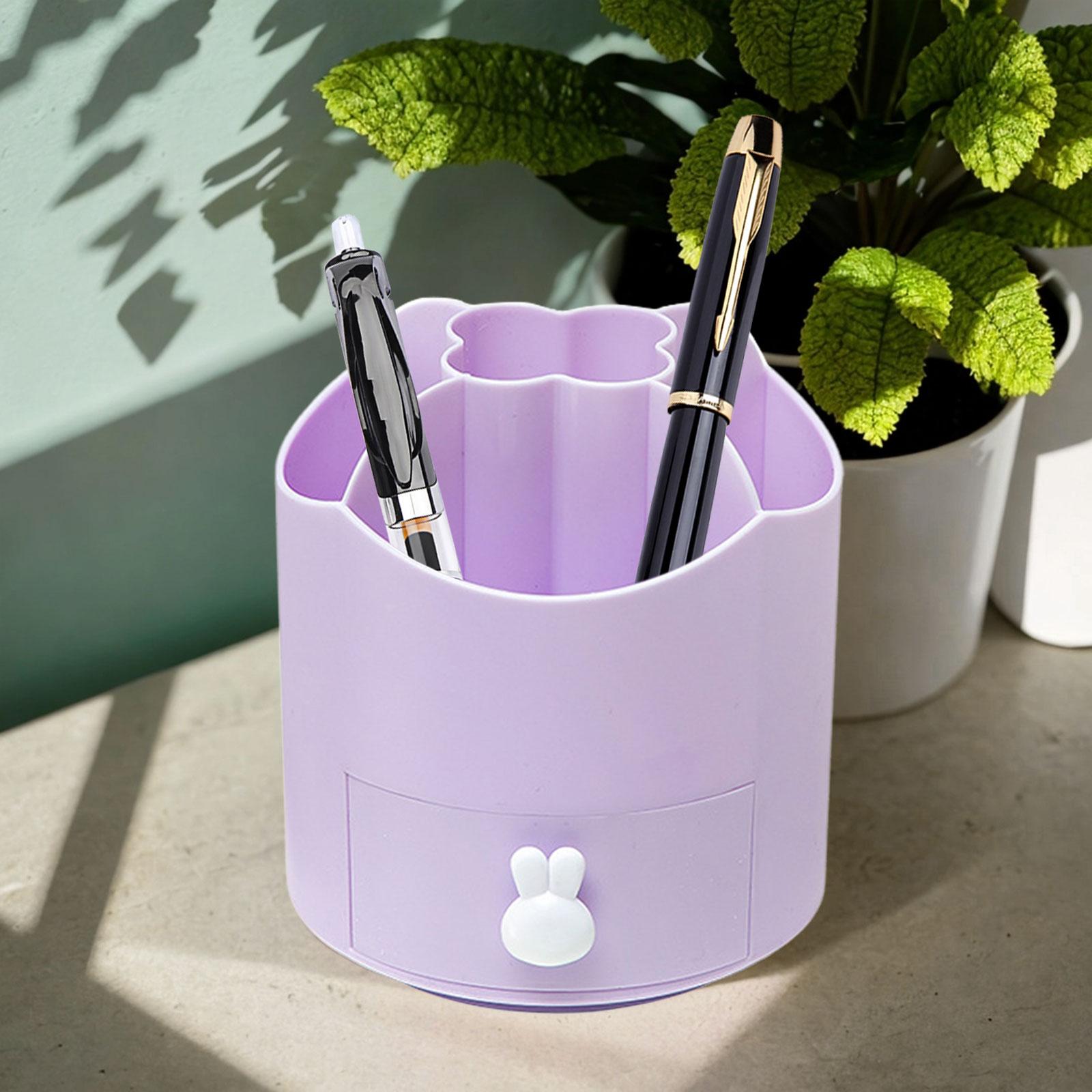 360 Degree Rotation Pen Holder Storage Box for Art Supply Desktop Stationery Violets