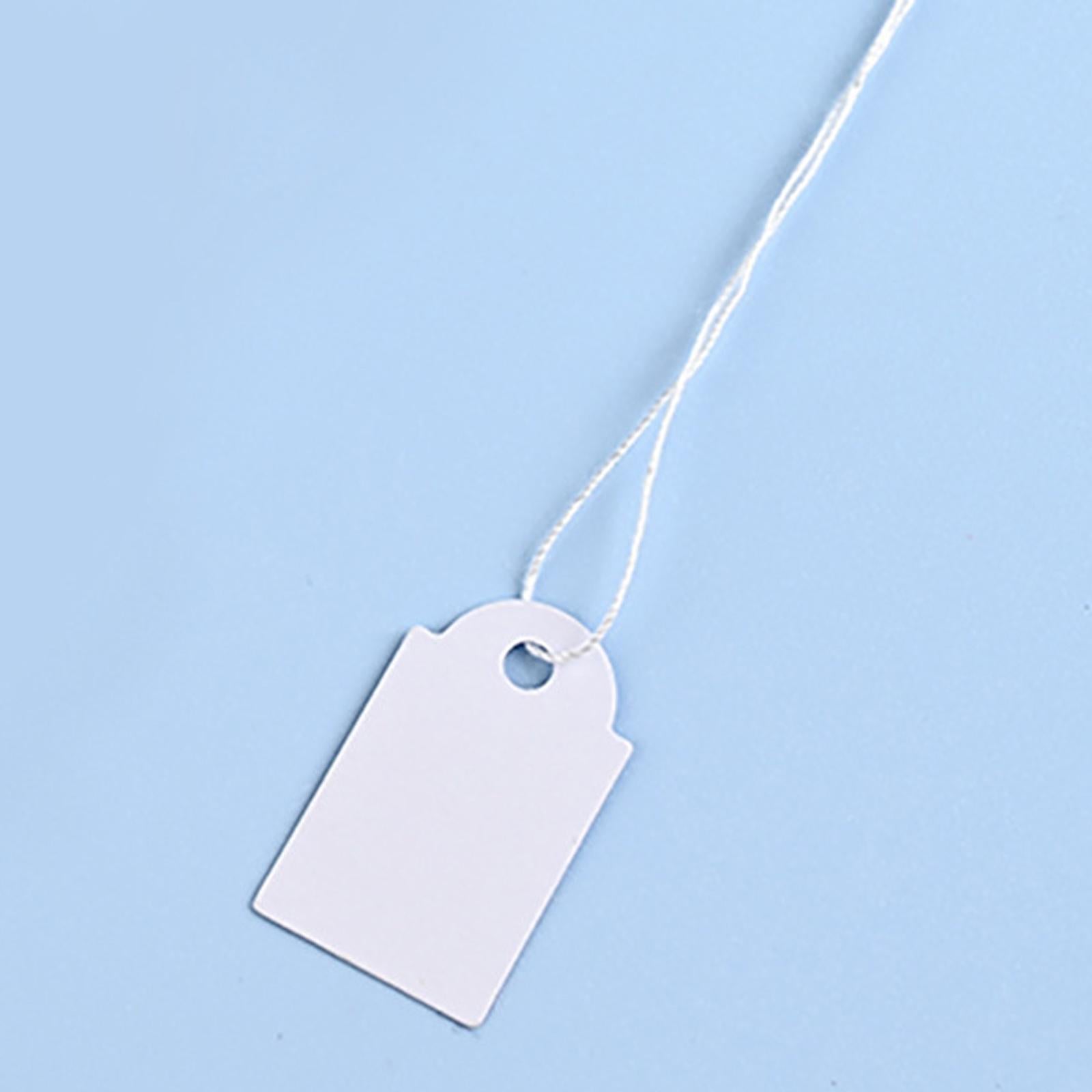 100 Pieces Paper Tags with String Attached Price Hanging Labels for Birthday 25x15mm white