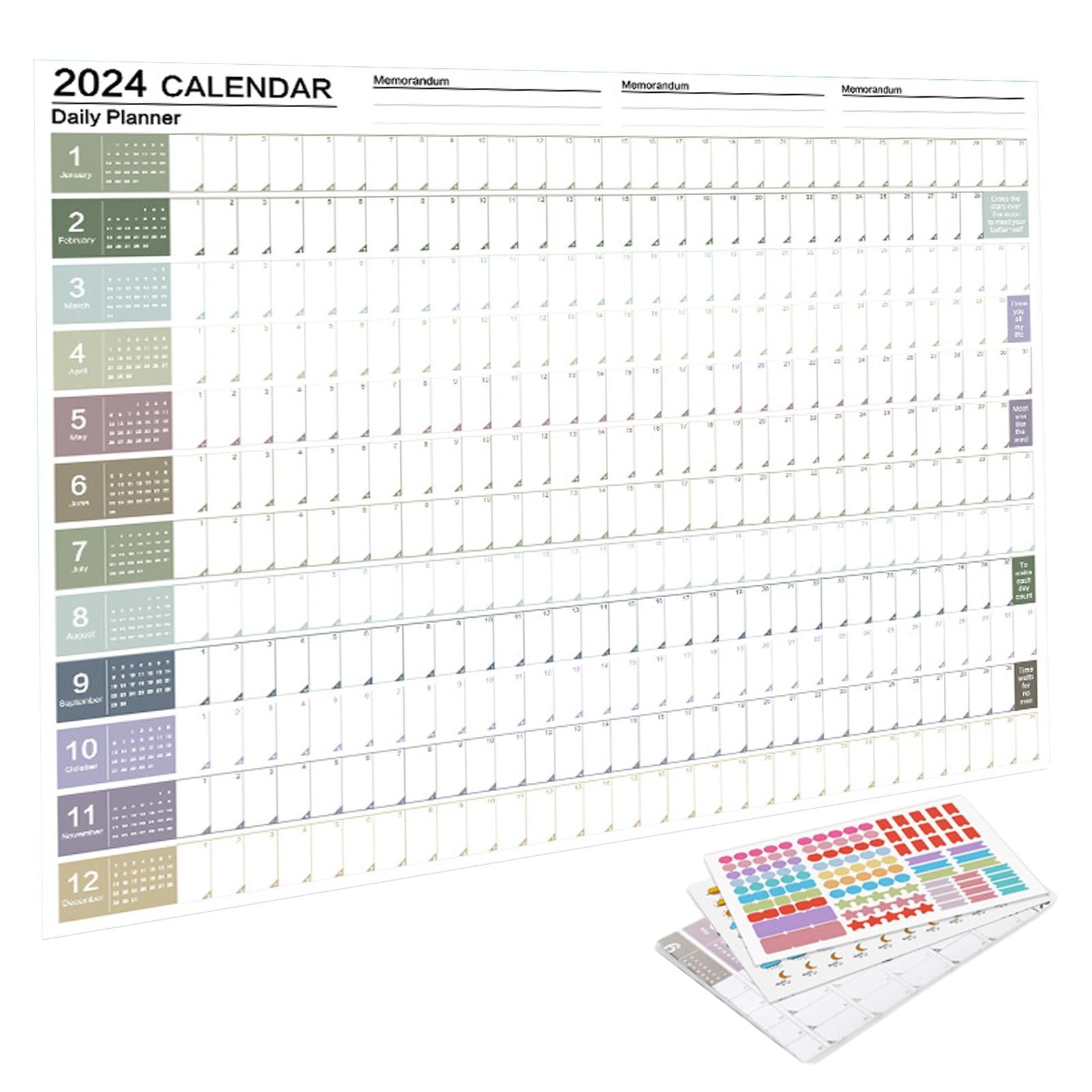 Wall Hanging Calendar 2024 Yearly Calendar Planner for Classroom House Tasks Style A