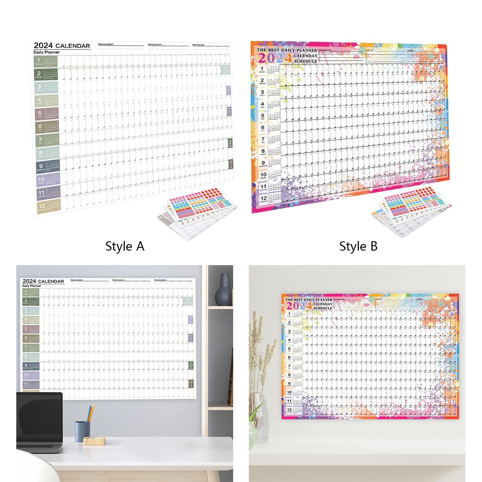 Wall Hanging Calendar 2024 Yearly Calendar Planner for Classroom House Tasks Style A