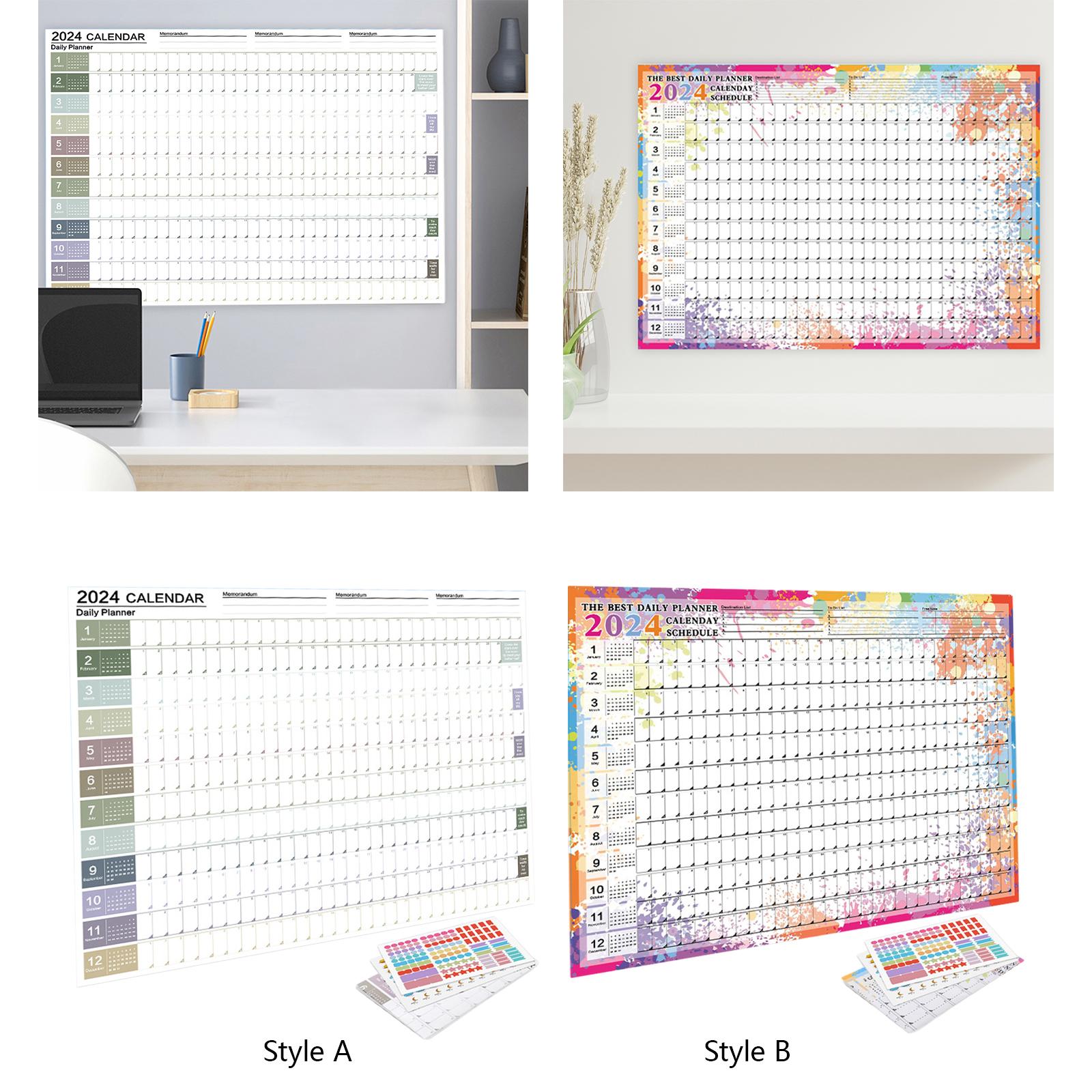 Wall Hanging Calendar 2024 Yearly Calendar Planner for Classroom House Tasks Style A