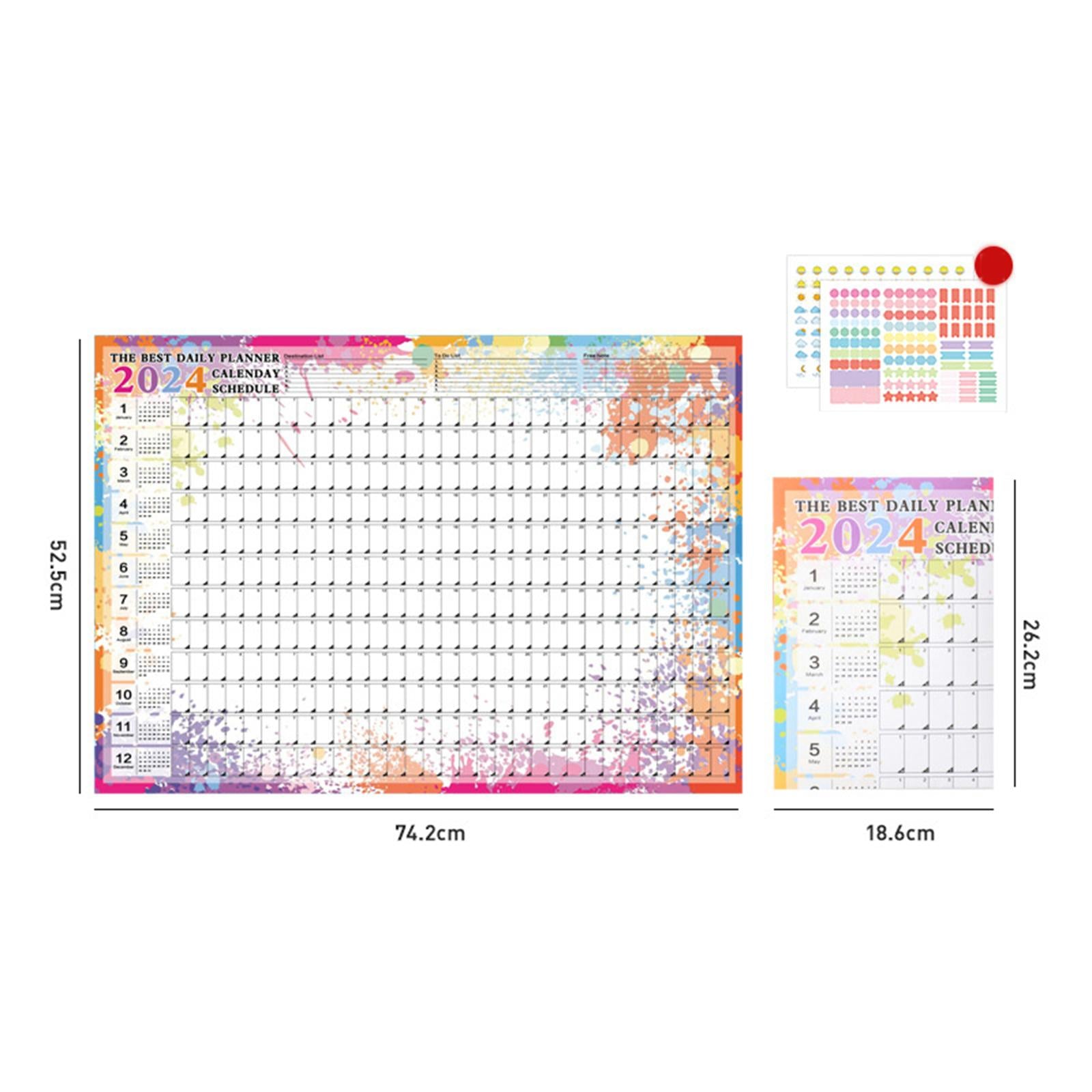 Wall Hanging Calendar 2024 Yearly Calendar Planner for Classroom House Tasks Style B