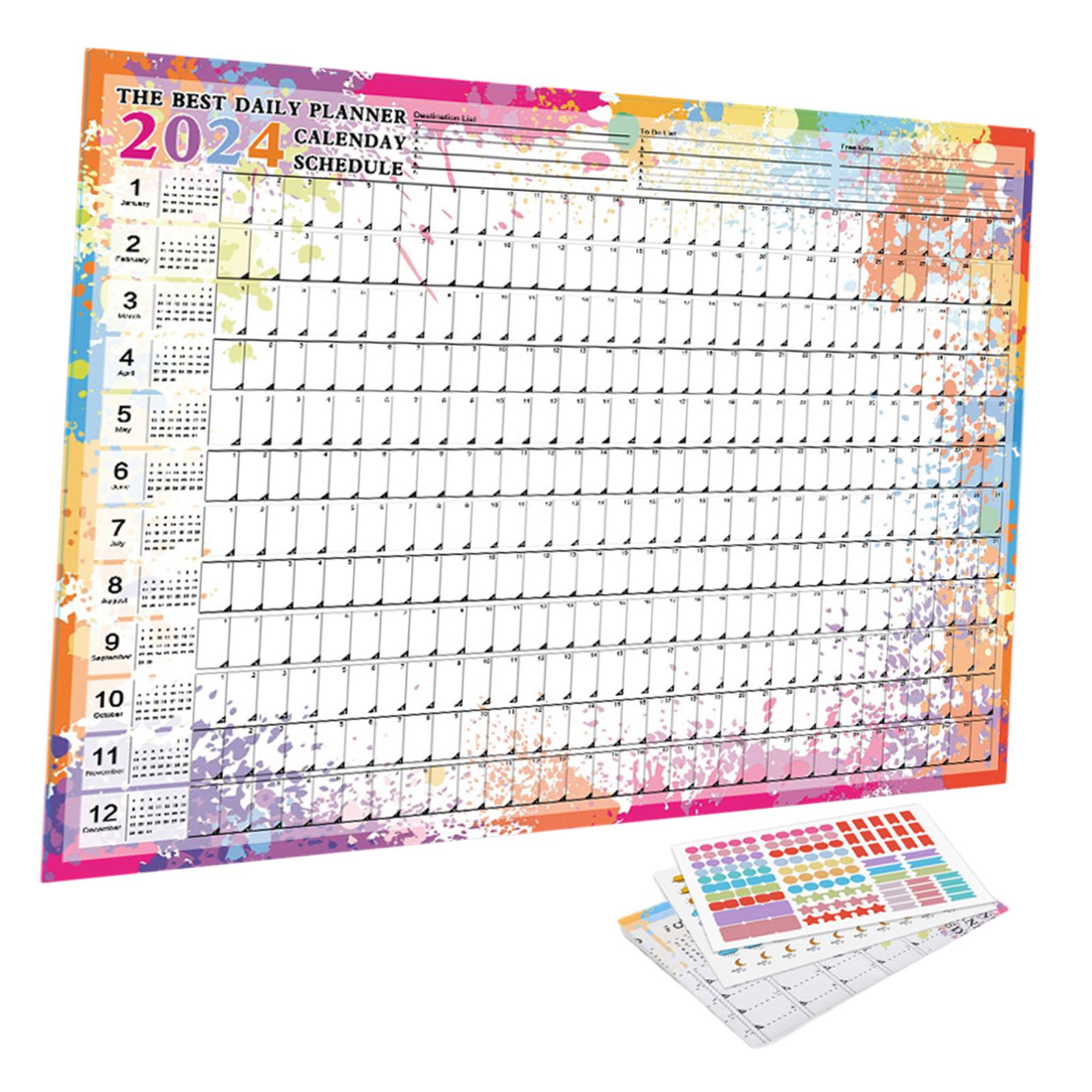 Wall Hanging Calendar 2024 Yearly Calendar Planner for Classroom House Tasks Style B