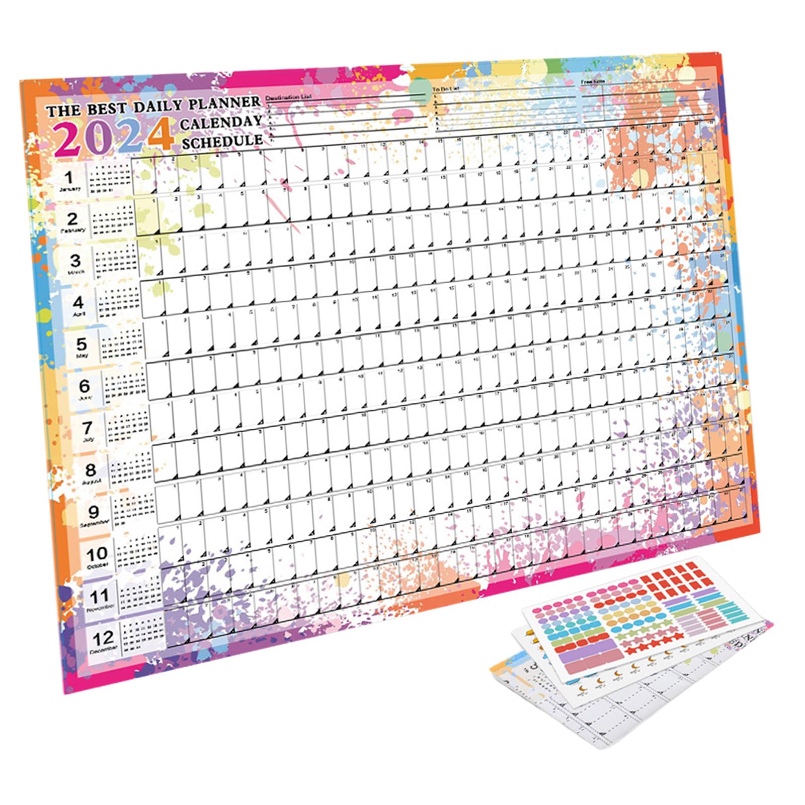 Wall Hanging Calendar 2024 Yearly Calendar Planner for Classroom House Tasks Style B