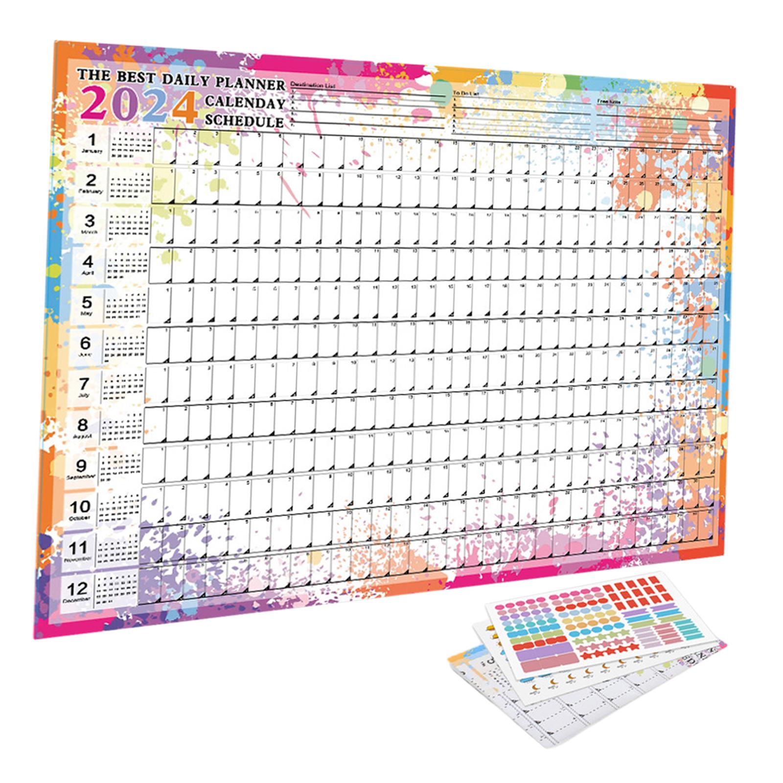 Wall Hanging Calendar 2024 Yearly Calendar Planner for Classroom House Tasks Style B