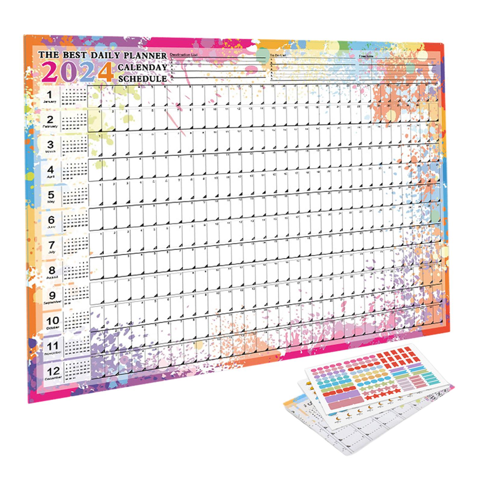 Wall Hanging Calendar 2024 Yearly Calendar Planner for Classroom House Tasks Style B