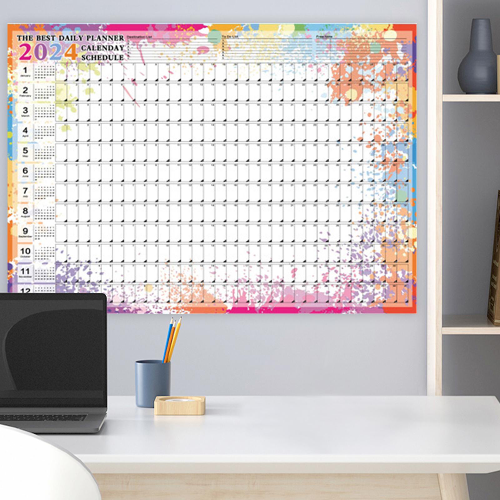 Wall Hanging Calendar 2024 Yearly Calendar Planner for Classroom House Tasks Style B