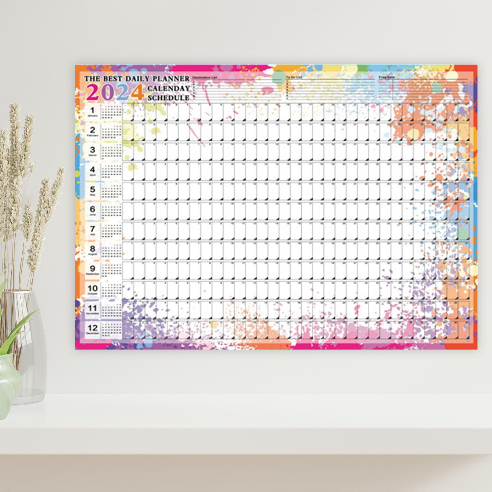 Wall Hanging Calendar 2024 Yearly Calendar Planner for Classroom House Tasks Style B