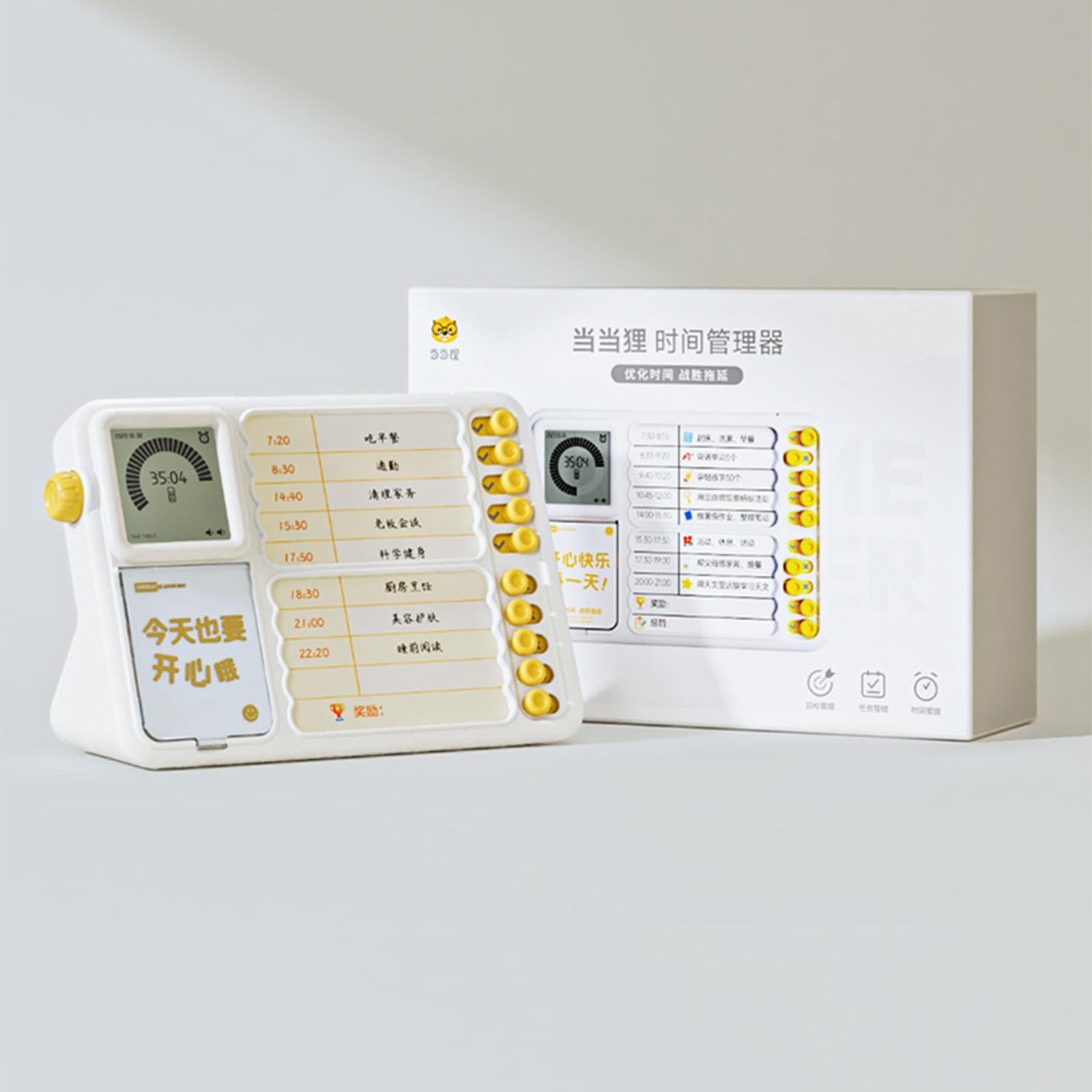 Time Management Checklist Board with Alarm Clock for Chores Office Reminders