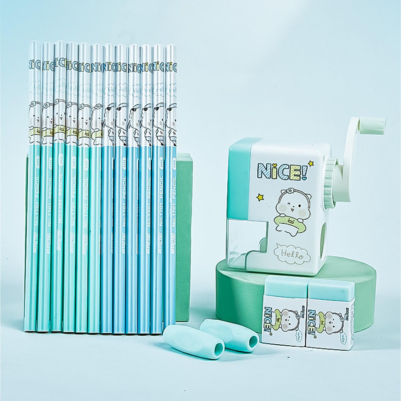 School Stationary Set Gifts for Kids Cute Back to School Supplies 12 Pencils blue