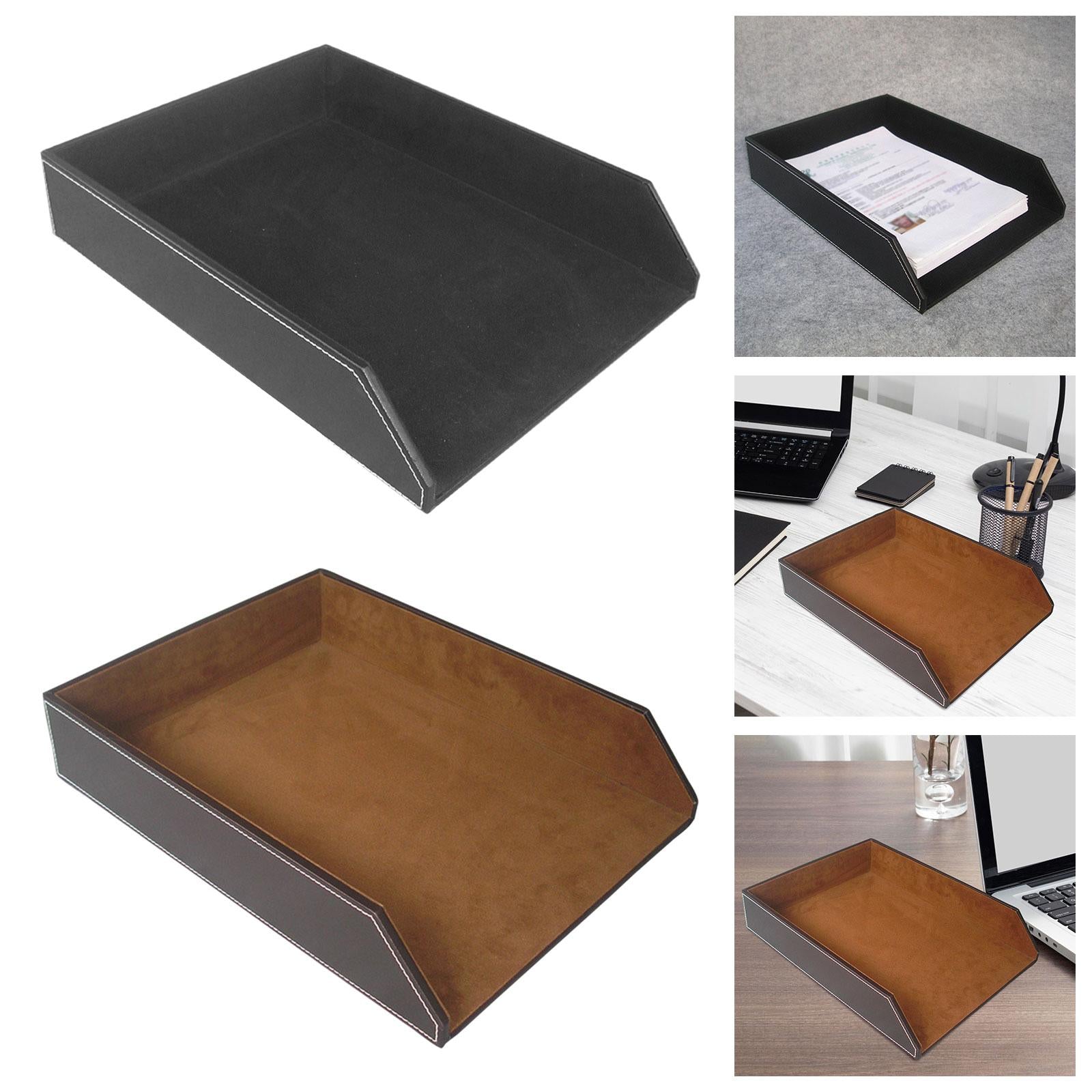 Single Tier File Holder Multifunctional PU Paper Letter Tray for Office Home A