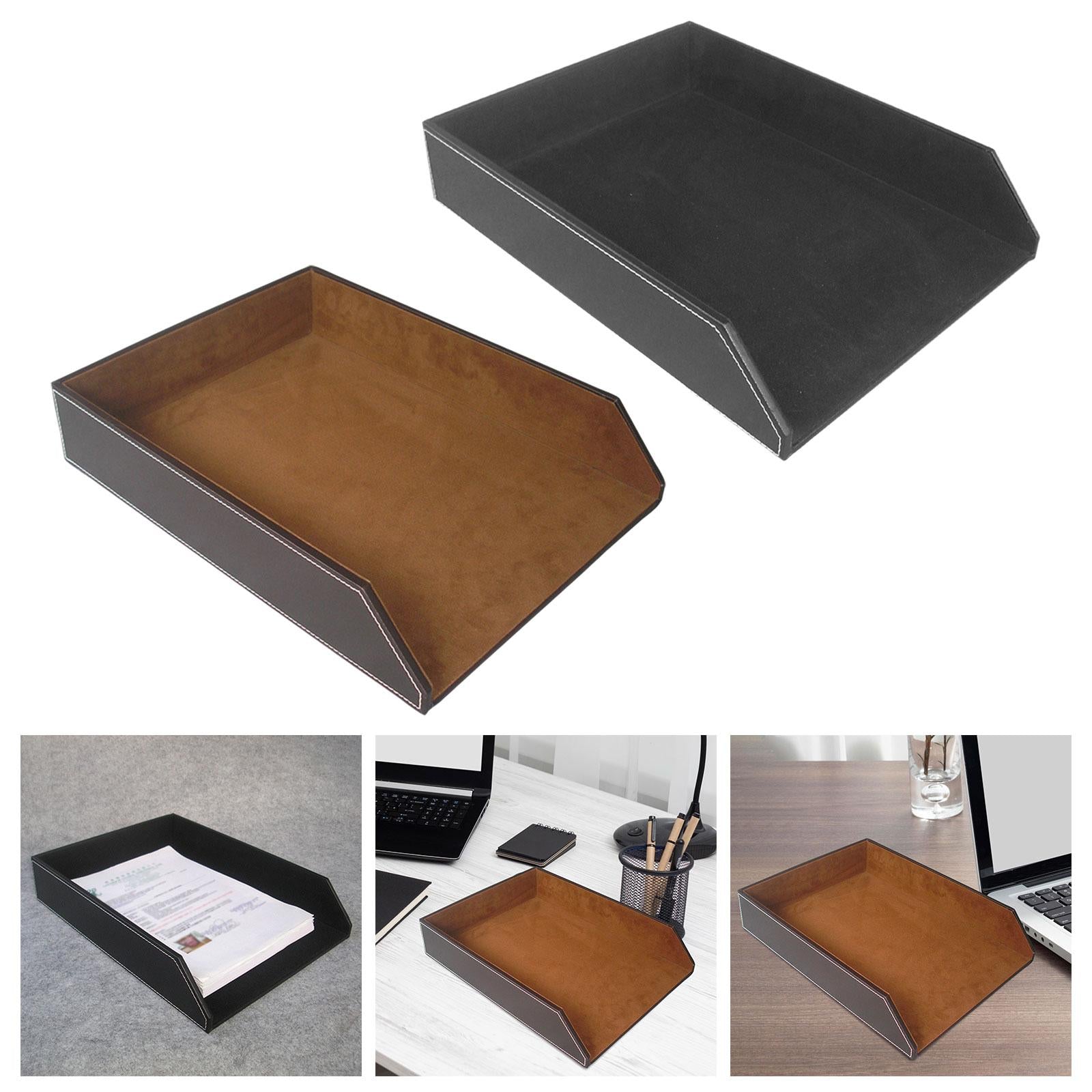 Single Tier File Holder Multifunctional PU Paper Letter Tray for Office Home A