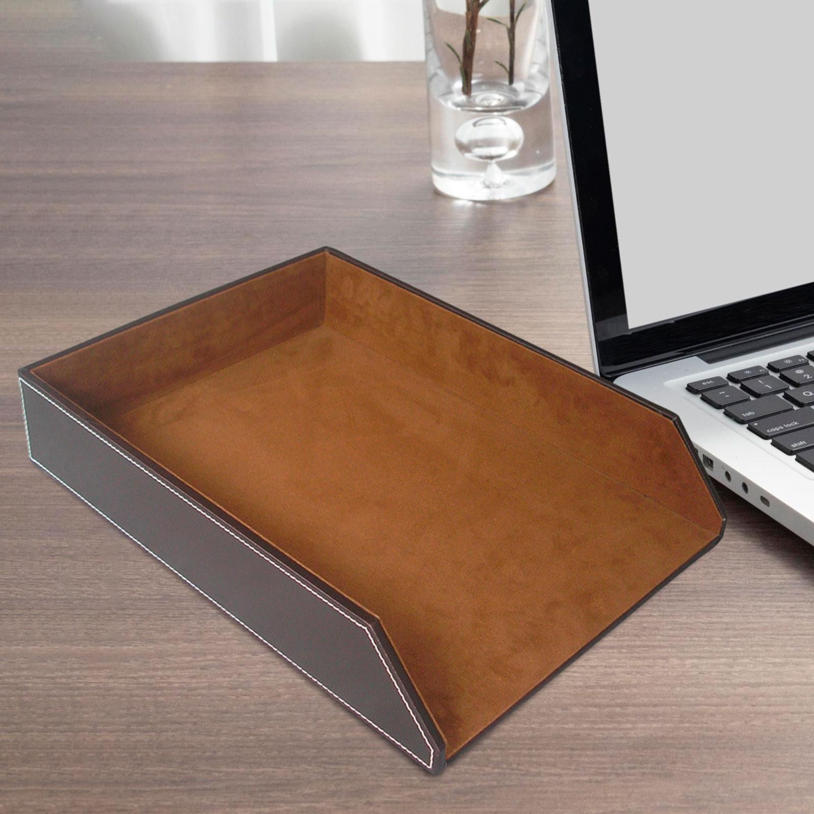 Single Tier File Holder Multifunctional PU Paper Letter Tray for Office Home B