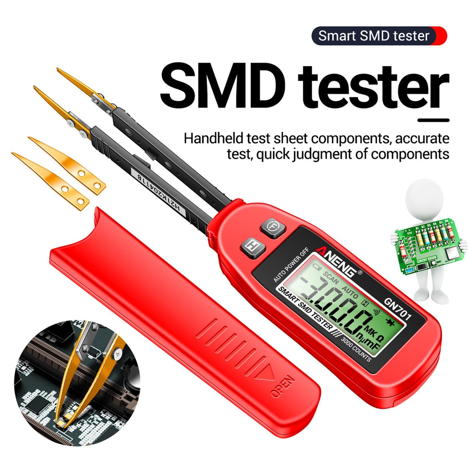 Digital SMD Tester 3000 Counts Portable Diode Resistor Capacitor Tester