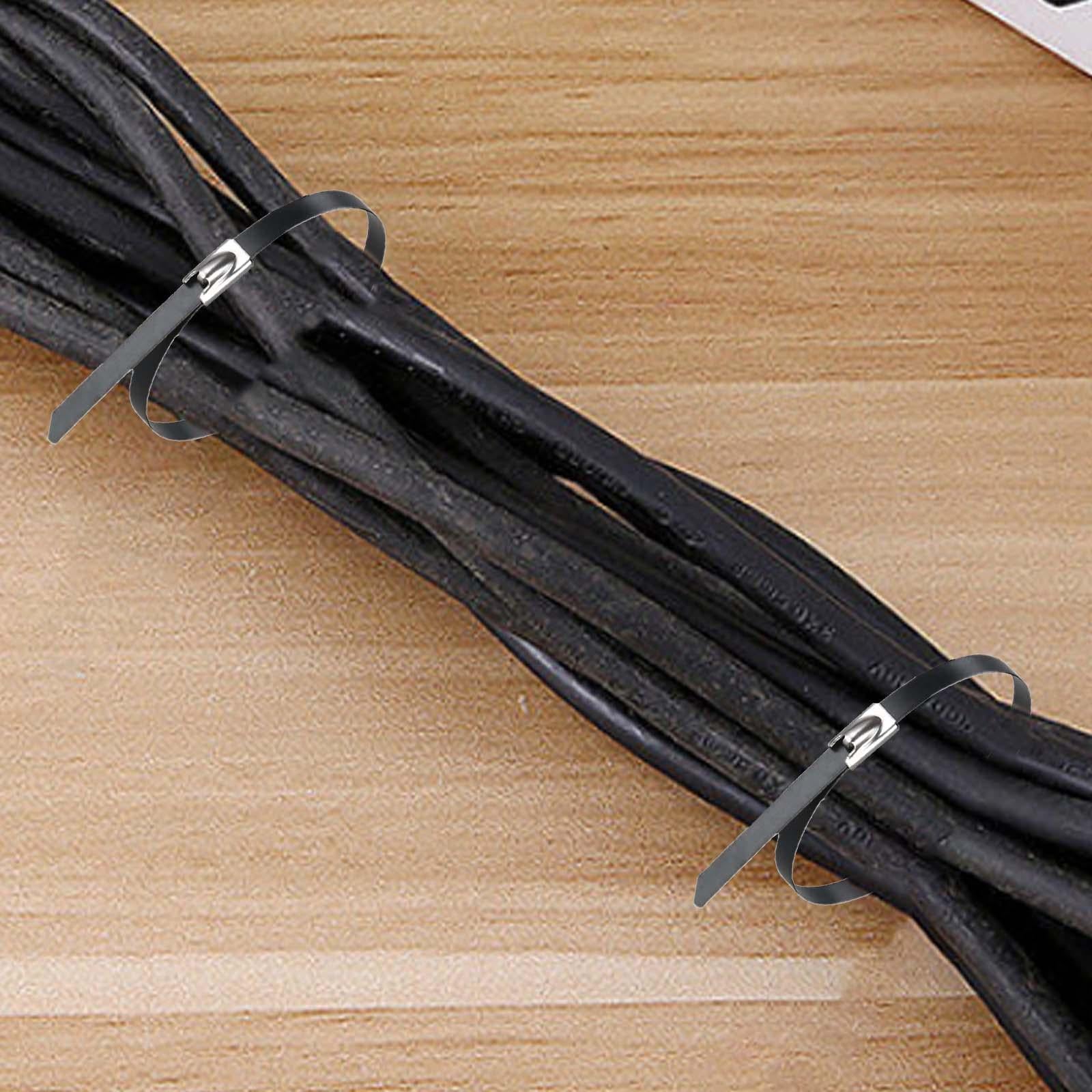 100Pcs 304 Stainless Steel Cable Ties Wrap Coated Accessory Sturdy Versatile 4.6x150mm