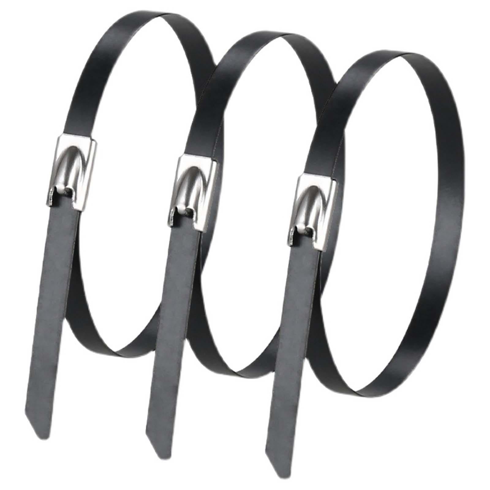 100Pcs 304 Stainless Steel Cable Ties Wrap Coated Accessory Sturdy Versatile 4.6x150mm