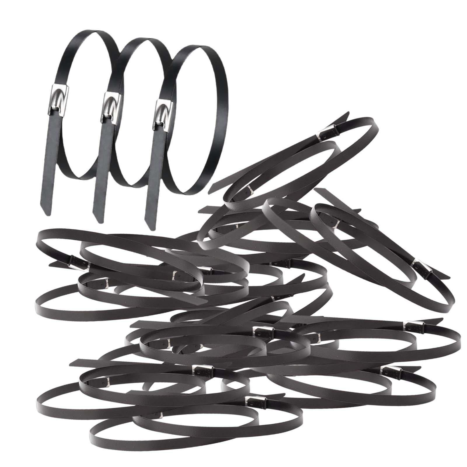 100Pcs 304 Stainless Steel Cable Ties Wrap Coated Accessory Sturdy Versatile 4.6x150mm