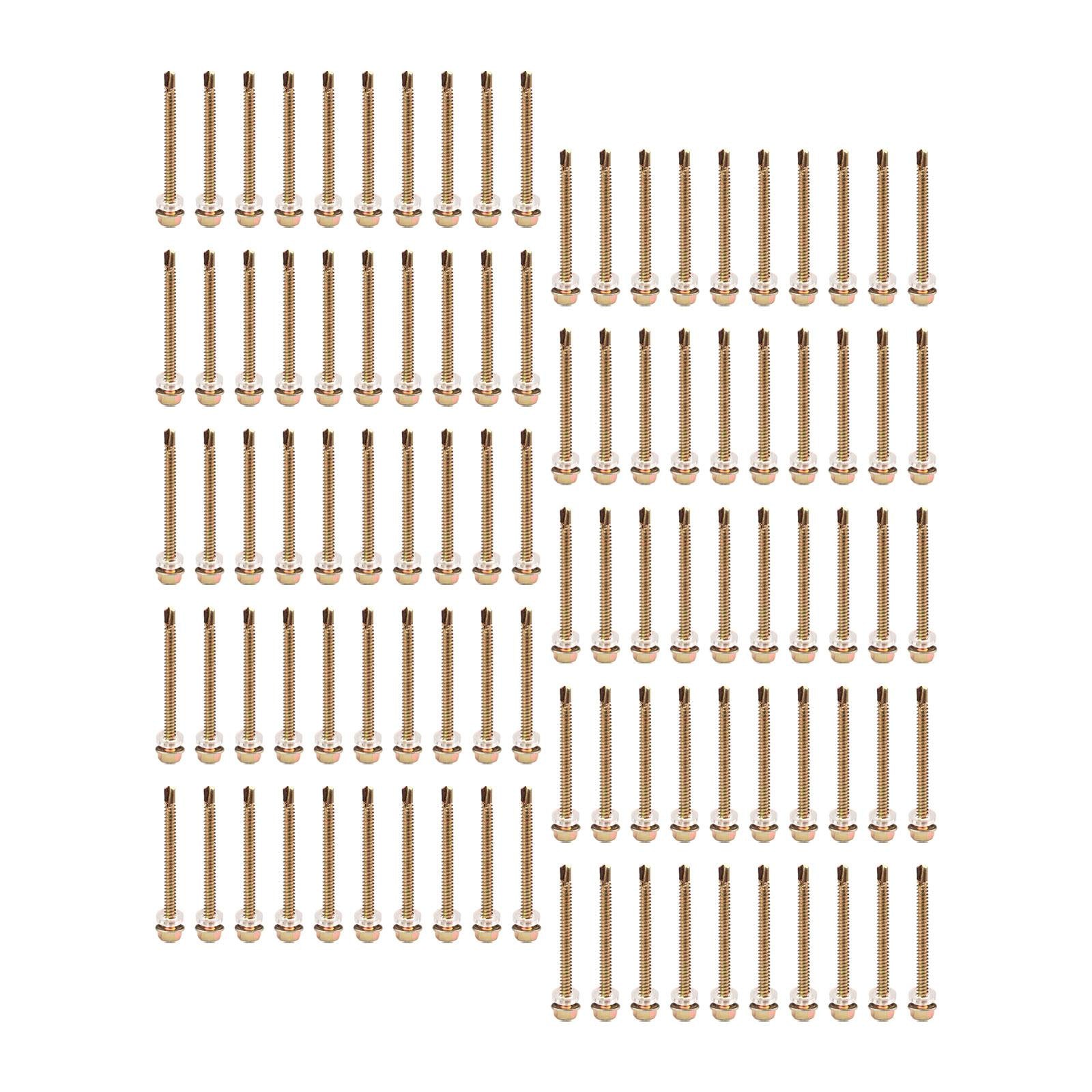 100 Pieces Hex Washer Head Self Drilling Screws Assembly Self Tapping Screws 4.2x55mm