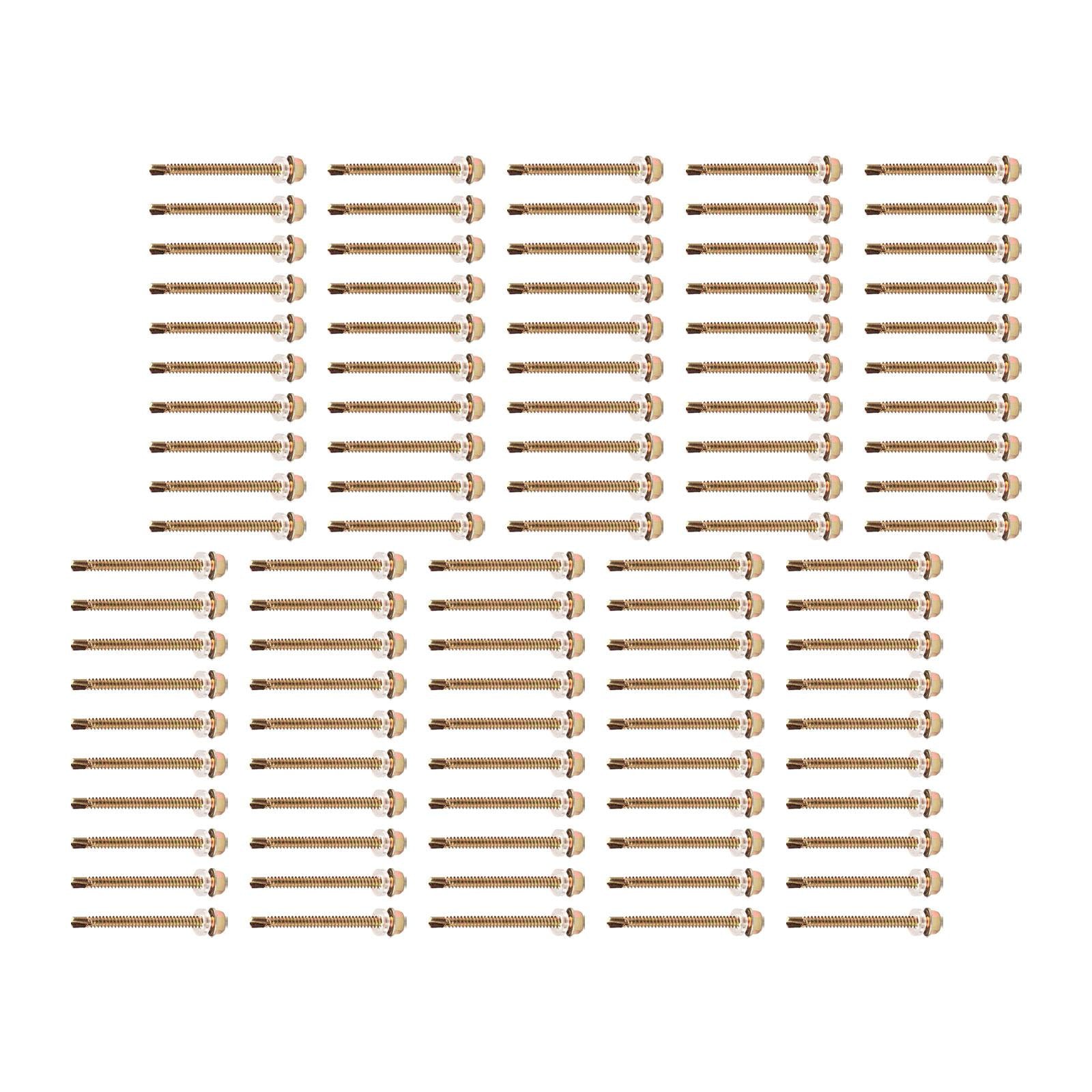 100 Pieces Hex Washer Head Self Drilling Screws Assembly Self Tapping Screws 4.2x55mm