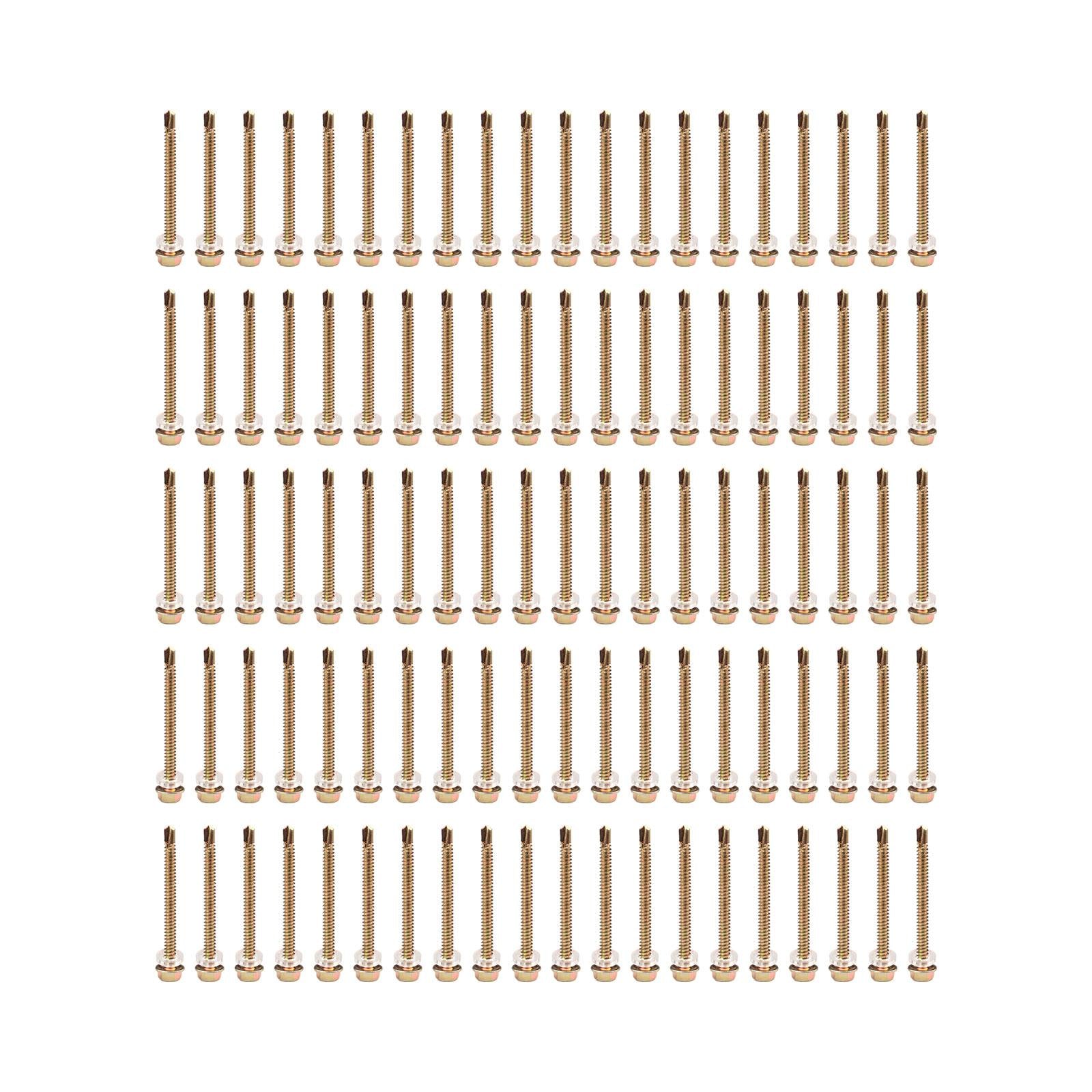 100 Pieces Hex Washer Head Self Drilling Screws Assembly Self Tapping Screws 4.2x55mm