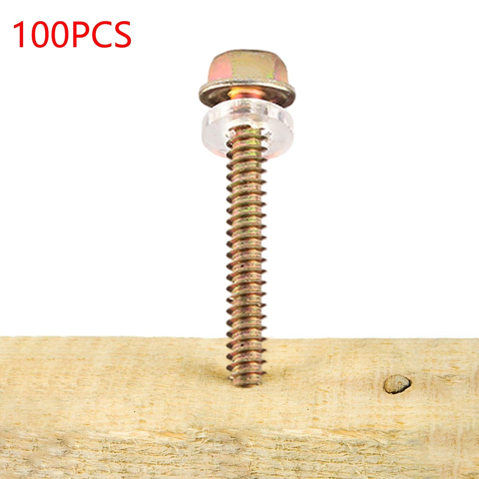 100 Pieces Hex Washer Head Self Drilling Screws Assembly Self Tapping Screws 4.2x55mm