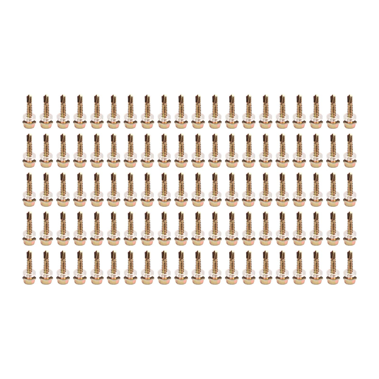 100 Pieces Hex Washer Head Self Drilling Screws Assembly Self Tapping Screws 4.8x25mm