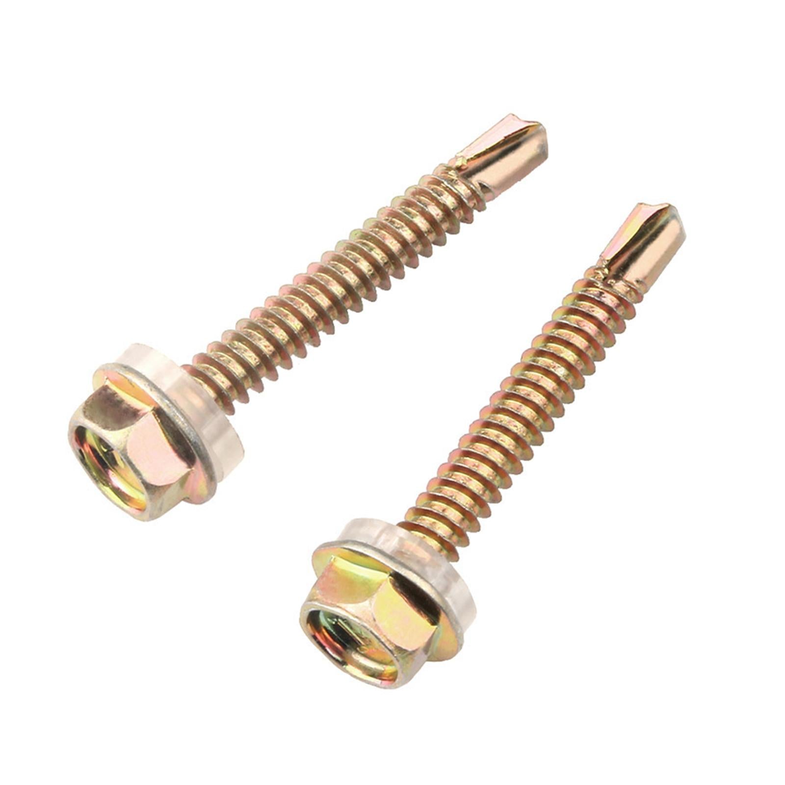 100 Pieces Hex Washer Head Self Drilling Screws Assembly Self Tapping Screws 5.5x45mm