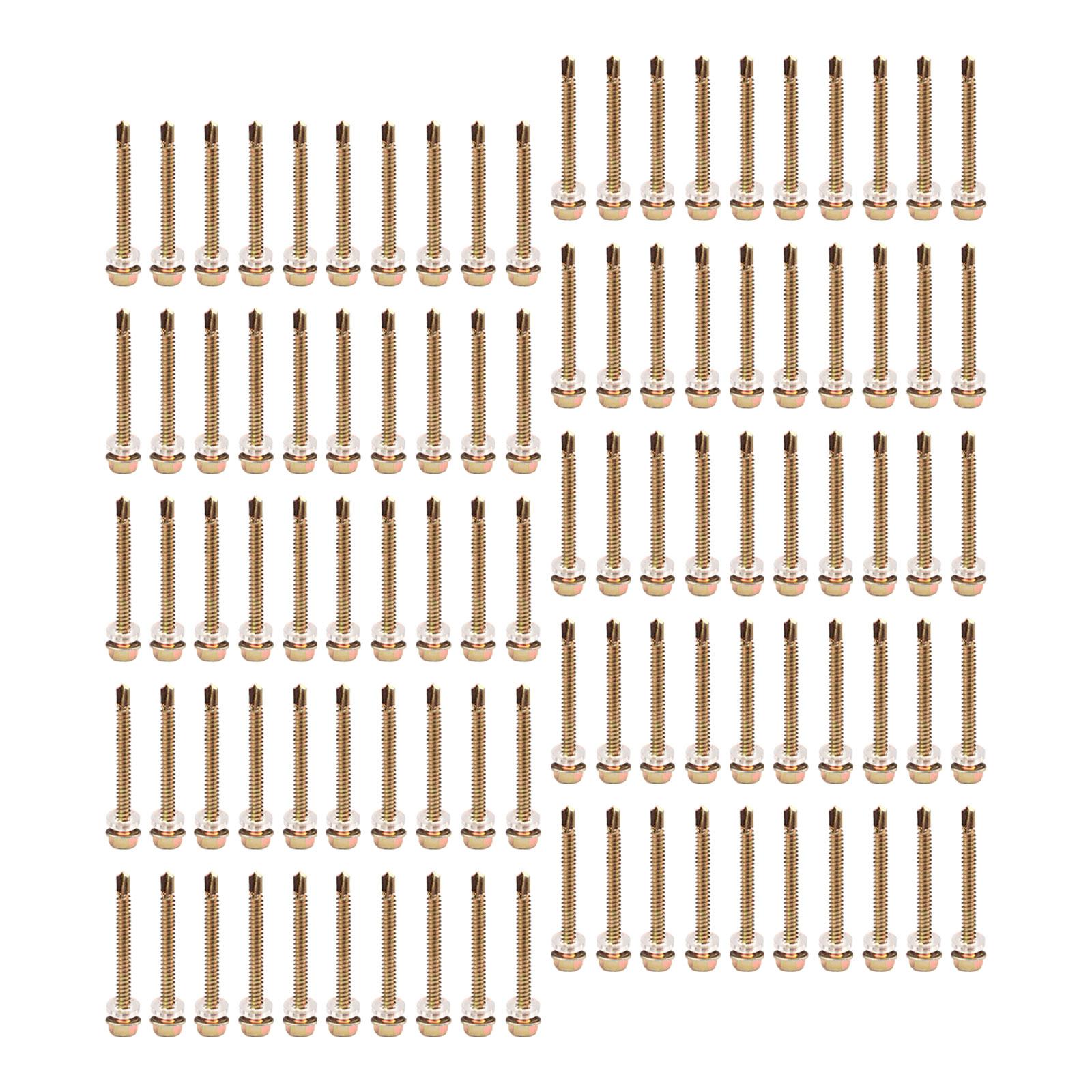 100 Pieces Hex Washer Head Self Drilling Screws Assembly Self Tapping Screws 5.5x50mm