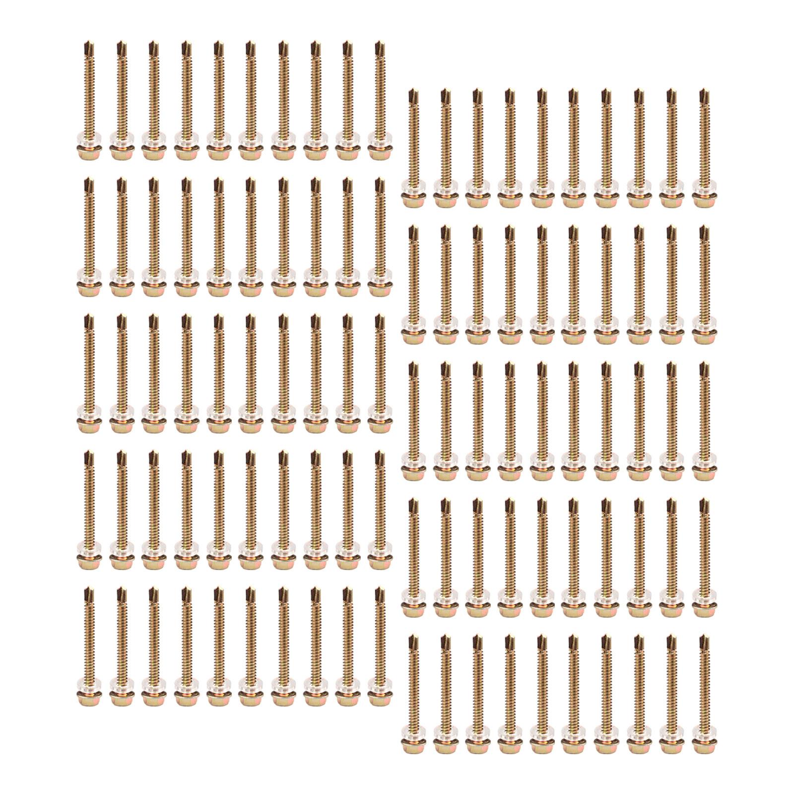 100 Pieces Hex Washer Head Self Drilling Screws Assembly Self Tapping Screws 5.5x50mm